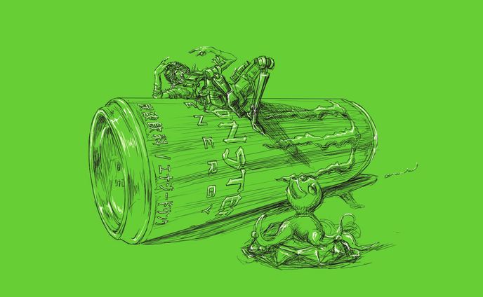 [二次絵]オクタン×オクタン×モンスター　アナログ風塗り(主線アリ)