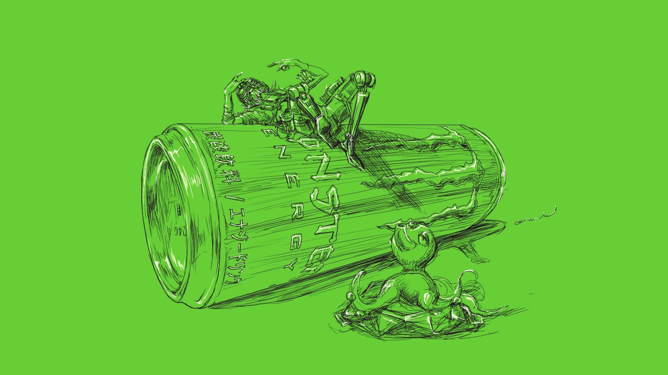 [二次絵]オクタン×オクタン×モンスター　アナログ風塗り(主線アリ)-1