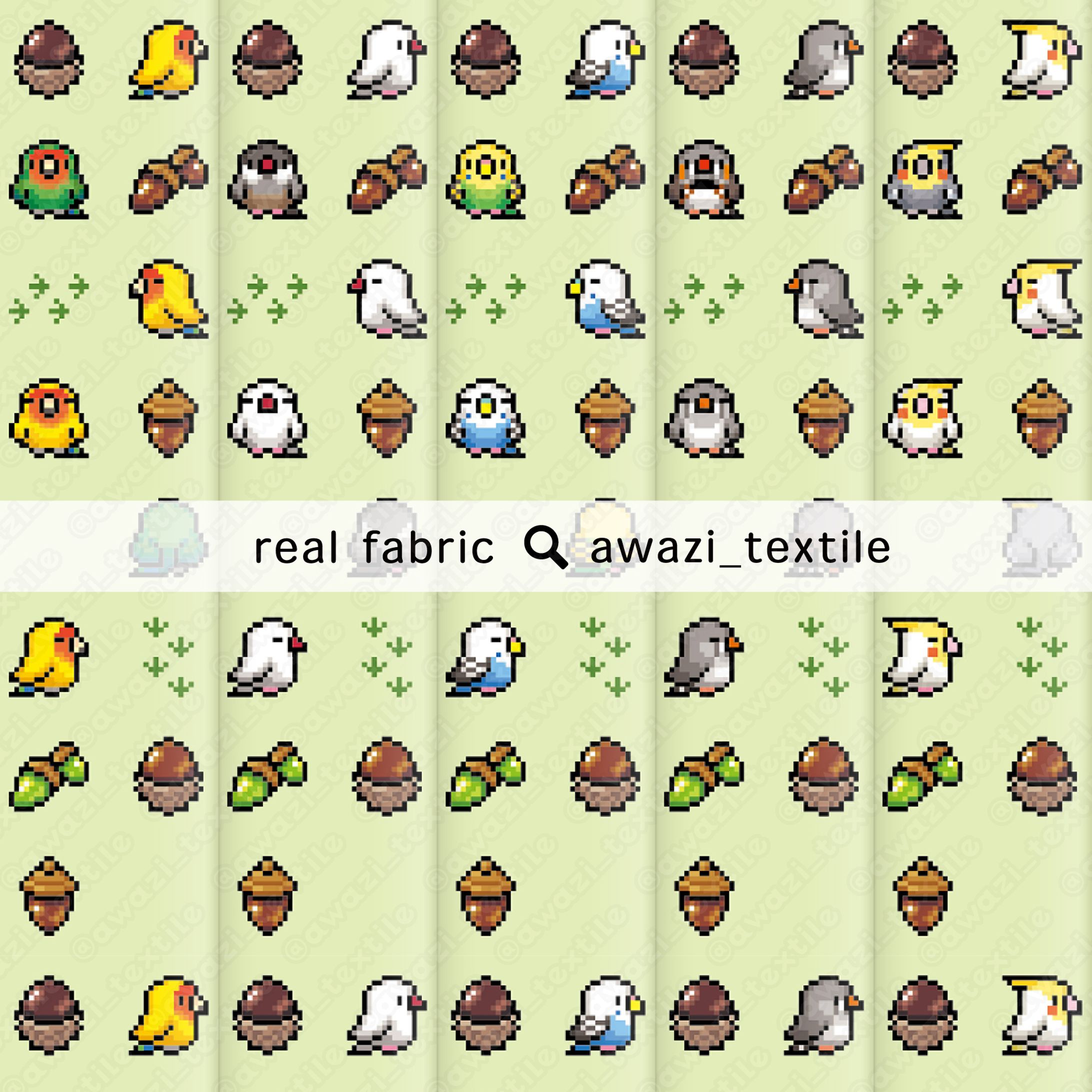 鳥とドングリのピクセルアート-1