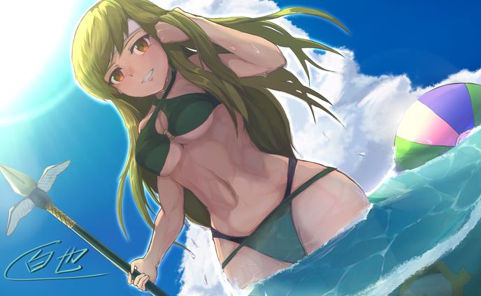 水着のパオラさん