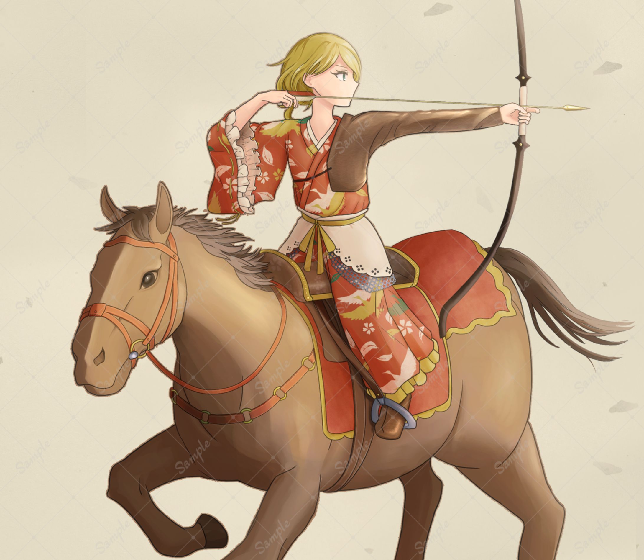 2026年 年賀状イラスト　流鏑馬-1