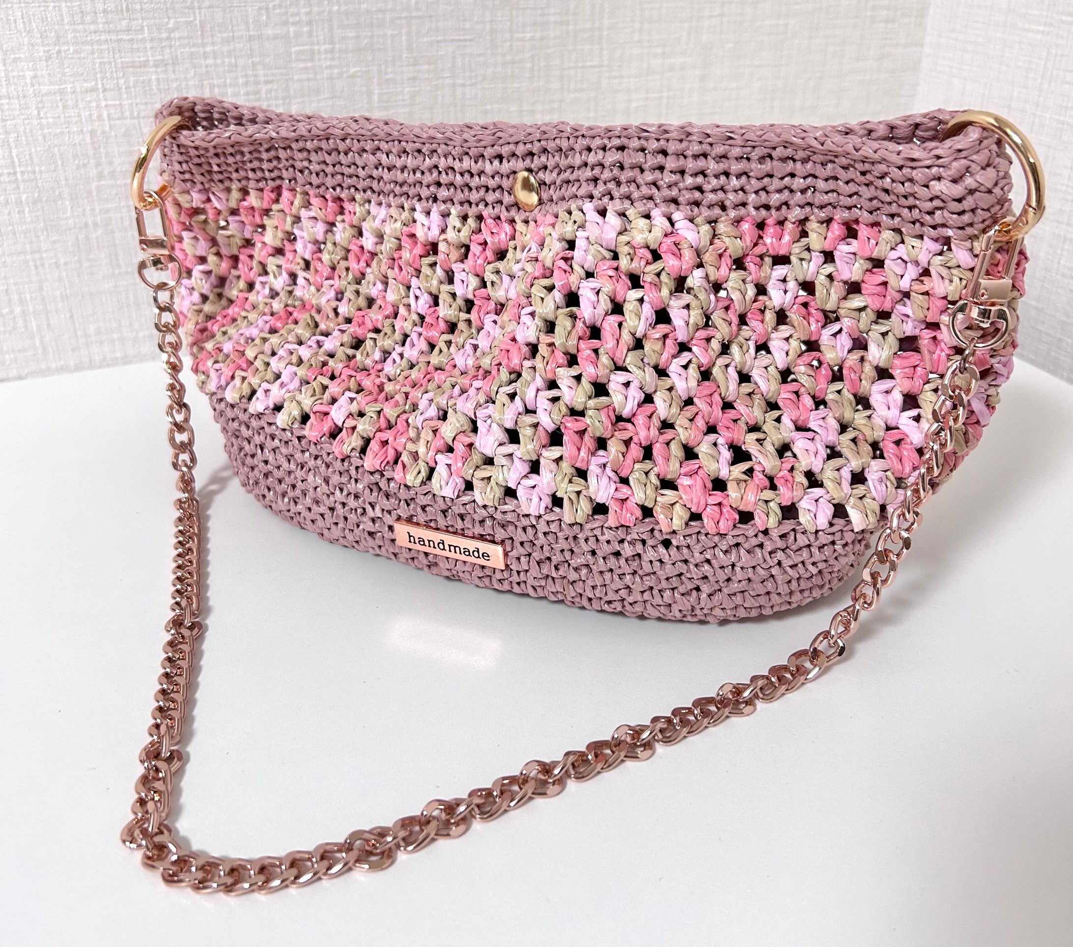 エコアンダリアで編んだミックスカラーのショルダーバッグ-1