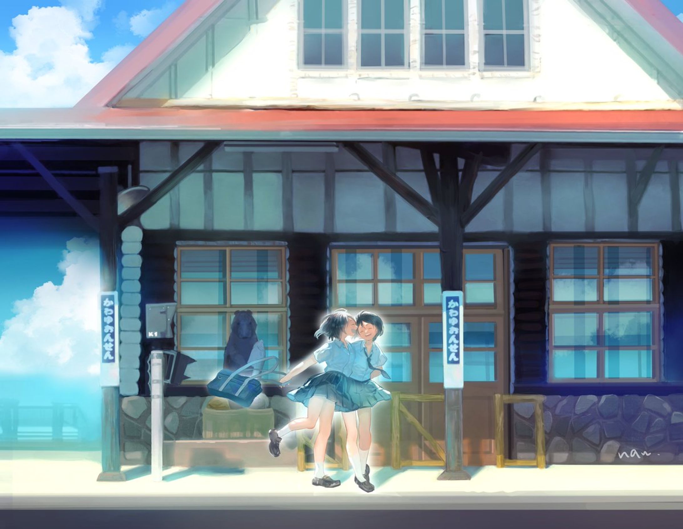 川湯温泉街イラスト展示会作品①-1