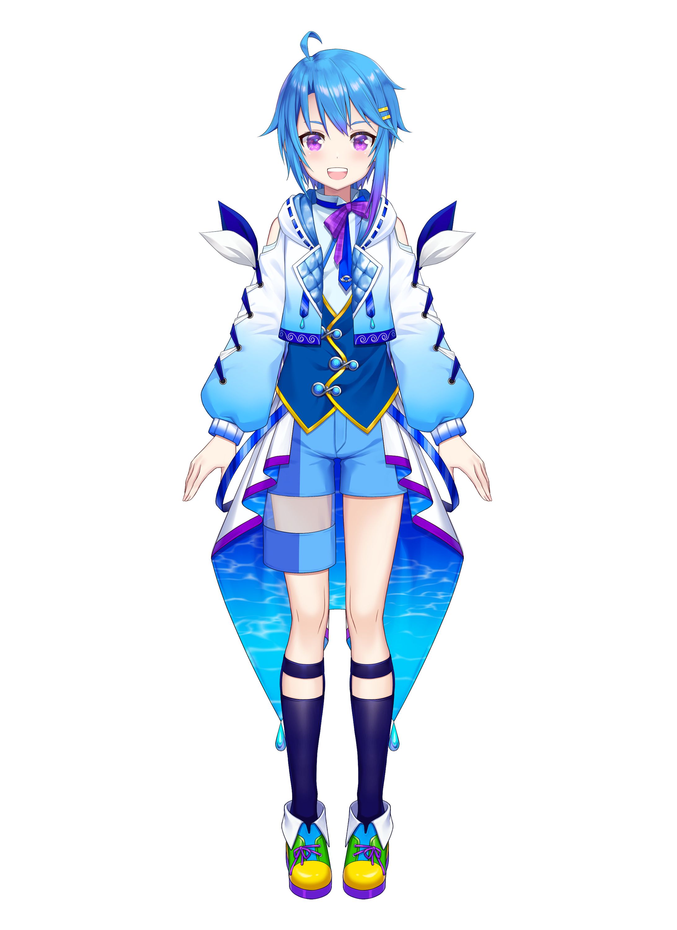 【Vtuber立ち絵】蒼藍アオVer.2　＋差分、三面図、キービジュ、パケ絵、周年絵-1