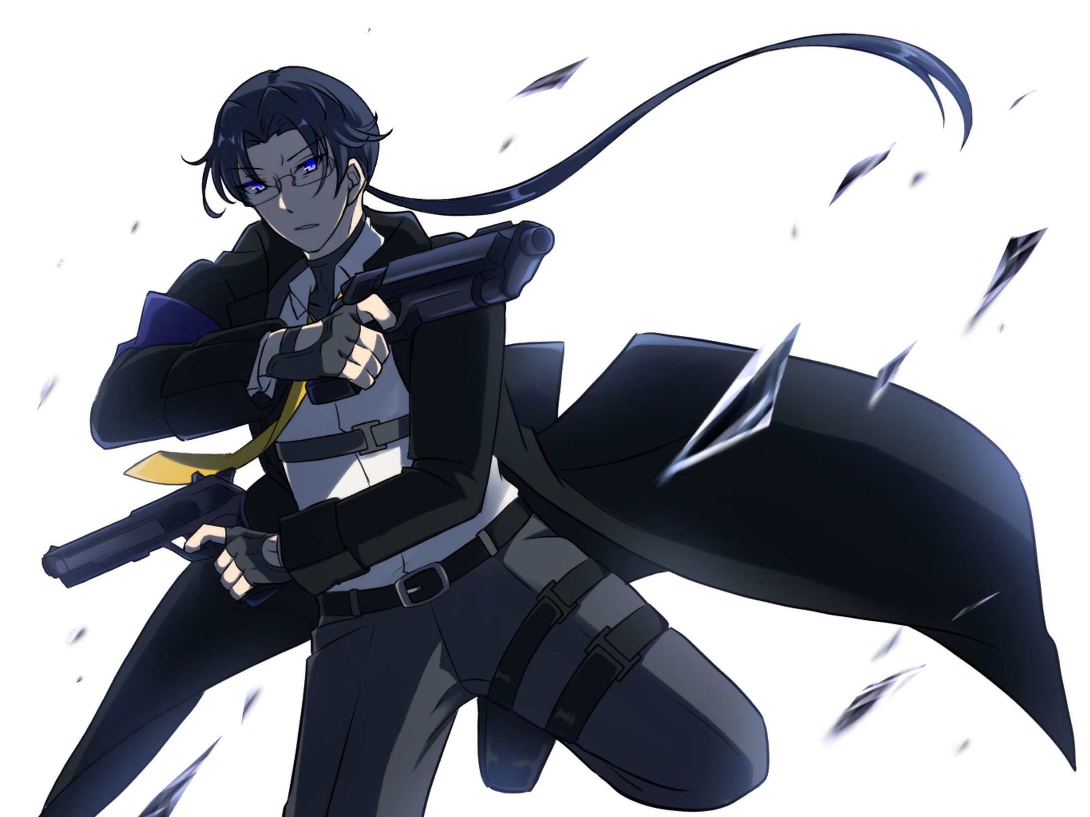 【一枚絵】二丁拳銃の男性スチル風-1