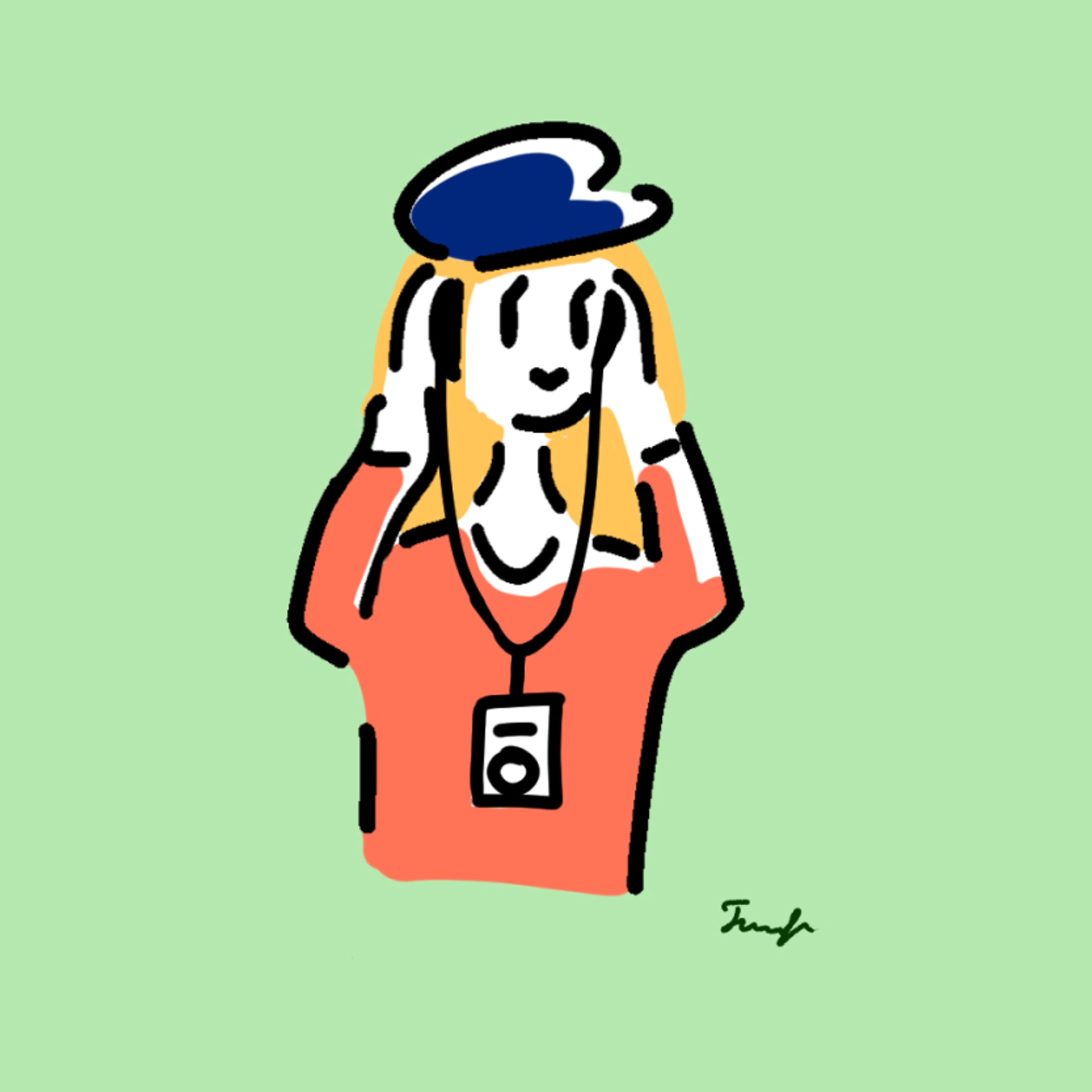 音楽を聴く女性-1