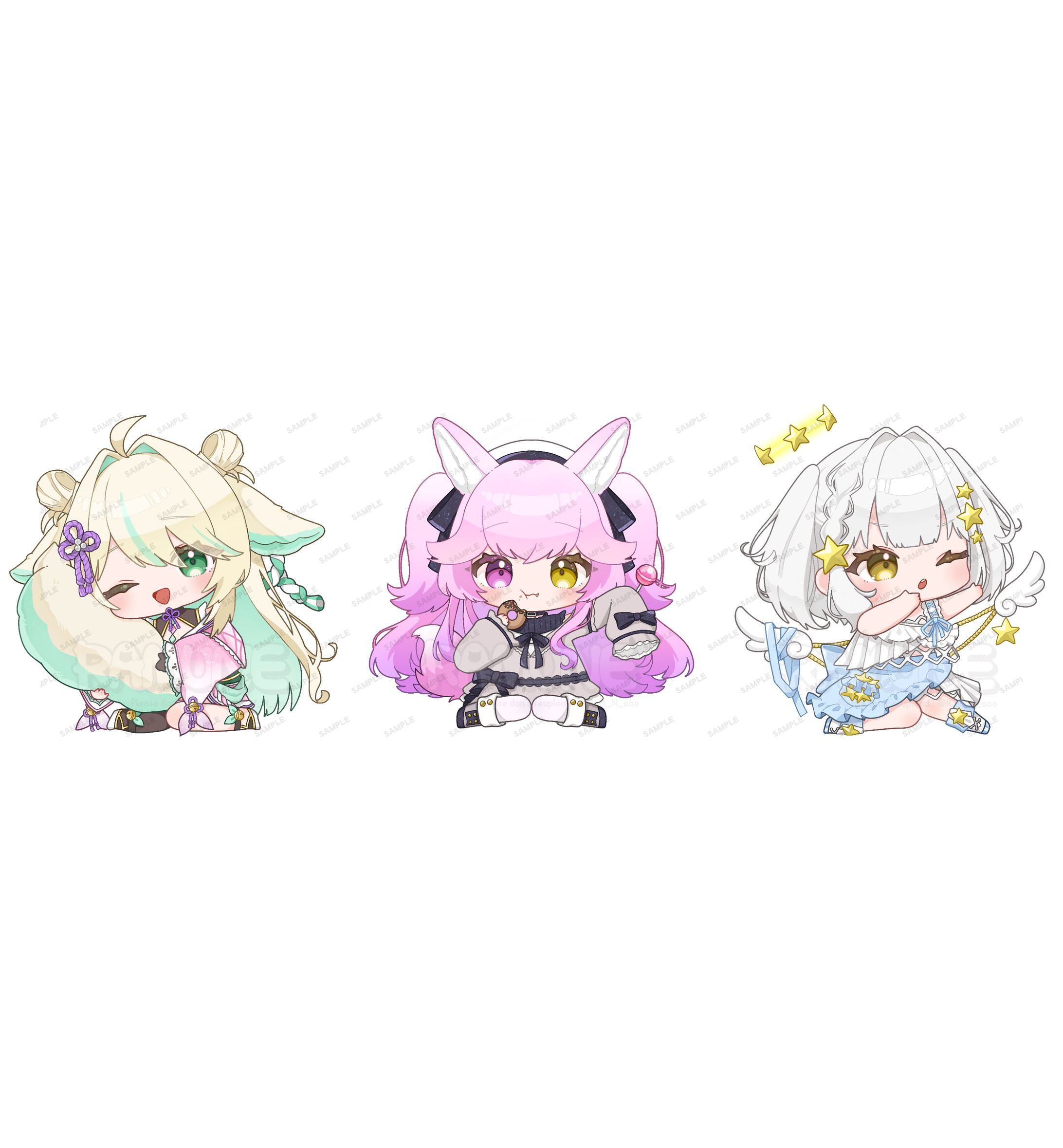 Vubble所属　月成すず様、林檎あちゃ様、白星エル様ステッカーイラスト-1