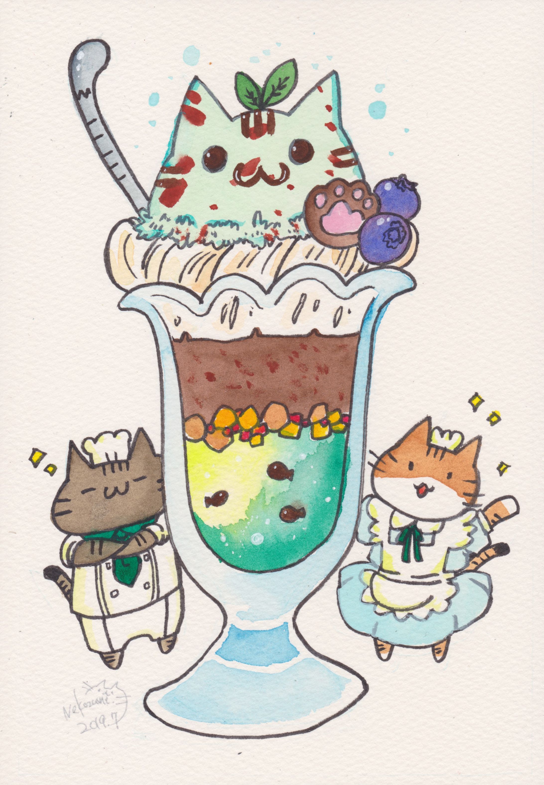 チョコミントねこパフェ-1