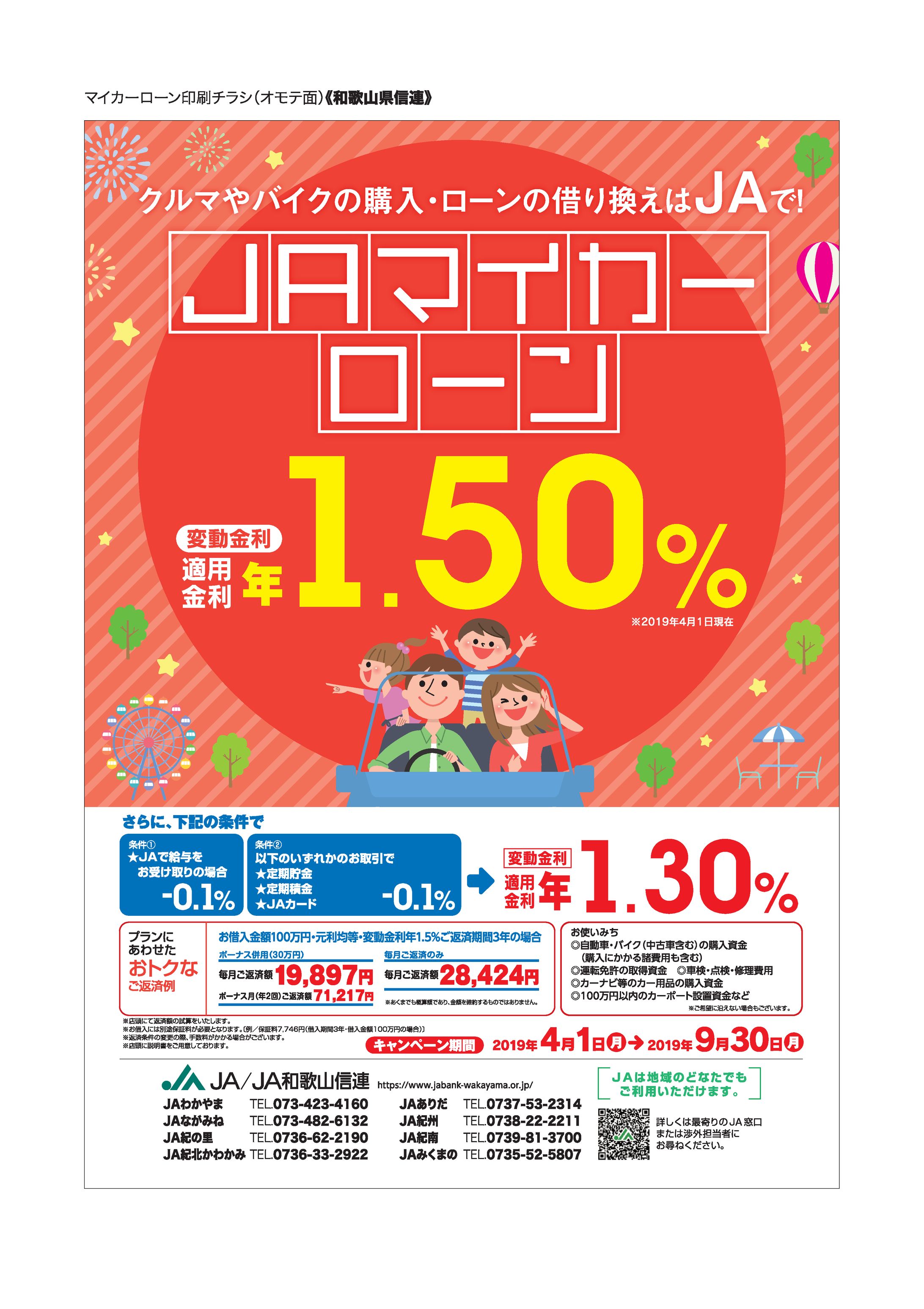  JAバンク和歌山 ローンチラシ4種-1