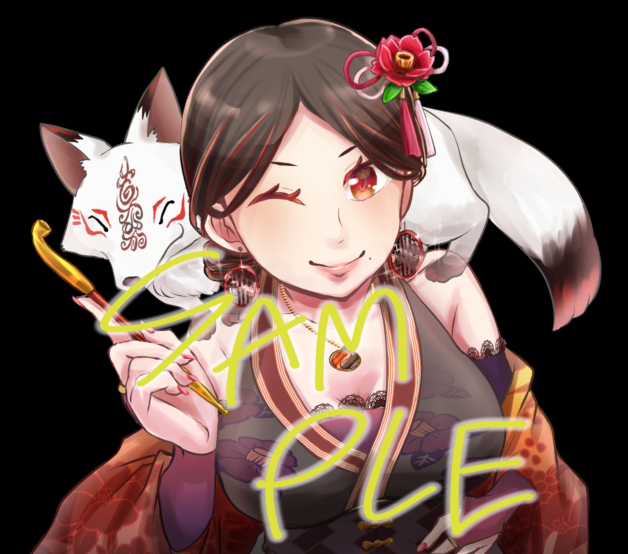 【依頼実績】緋那月もなか様より和装陰陽師系女性キャラデザイン＋立ち絵＋バストアップ-1