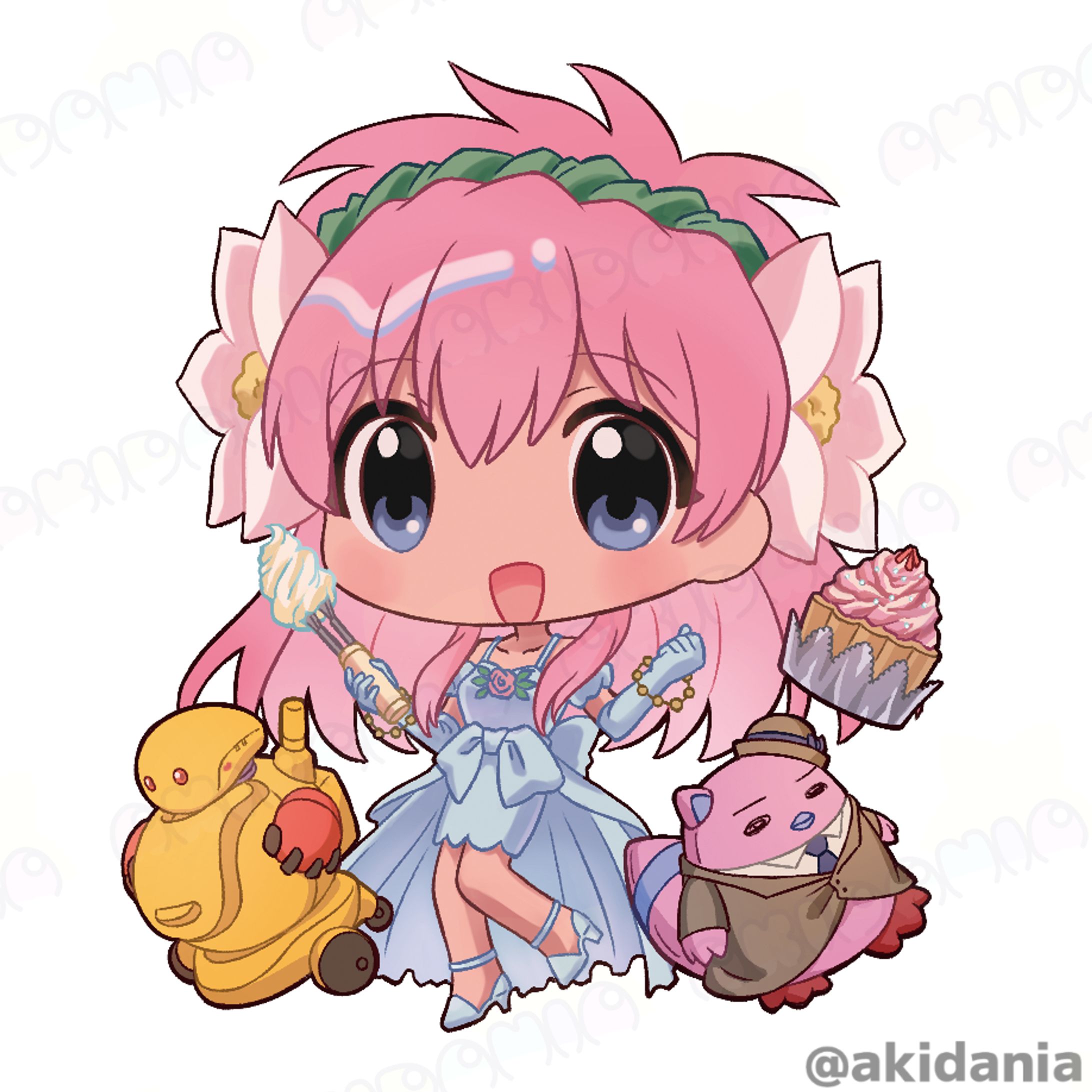 完成イラスト【ミニキャラ】(筆塗り＋色トレス)-1