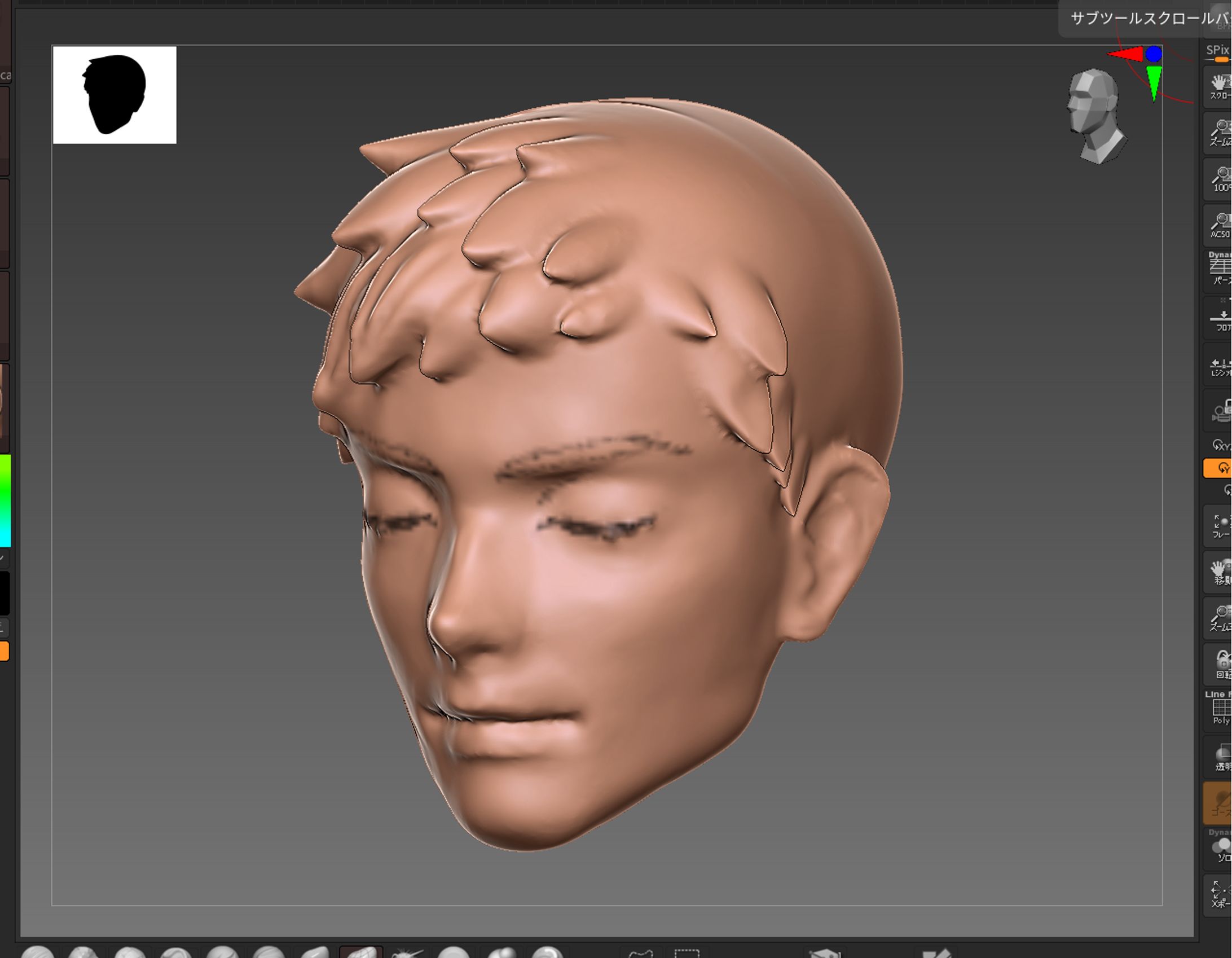 ZBrush SK_Furブラシでライオスの髪を作るテスト-1