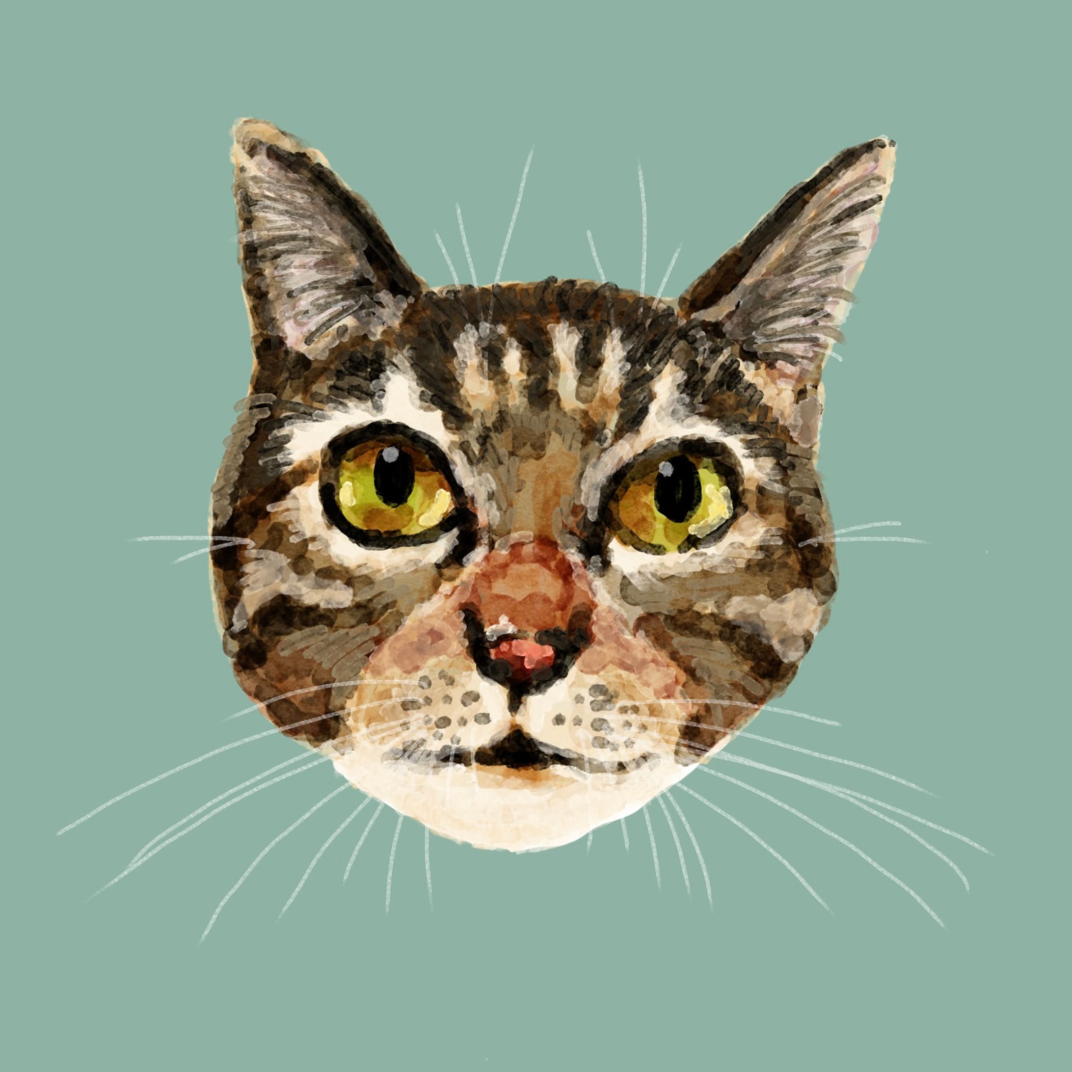猫の絵③水彩風-1