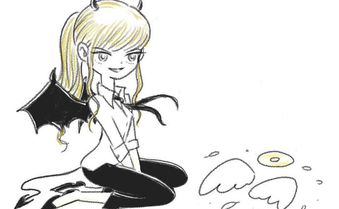 天使くん敗北？ #illustration  #pixiv 
#pixivsketch