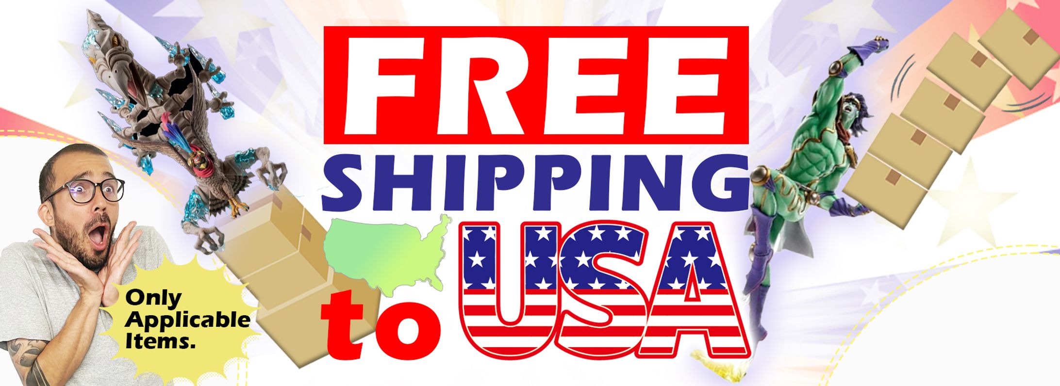 海外向け Free Shipping to USA ECサイト用ヘッダー -1