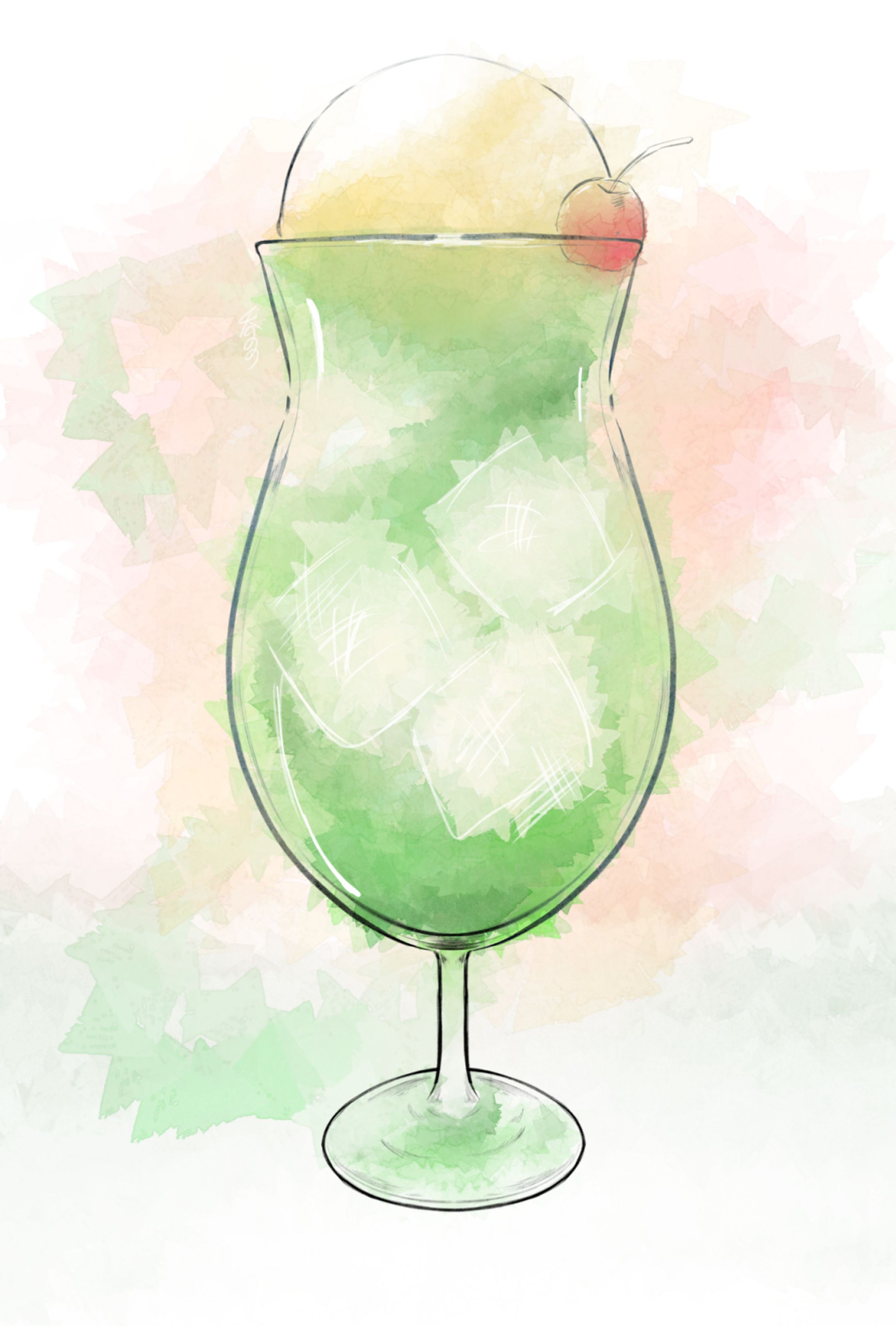 水彩風ポストカード(メロンソーダ)-1