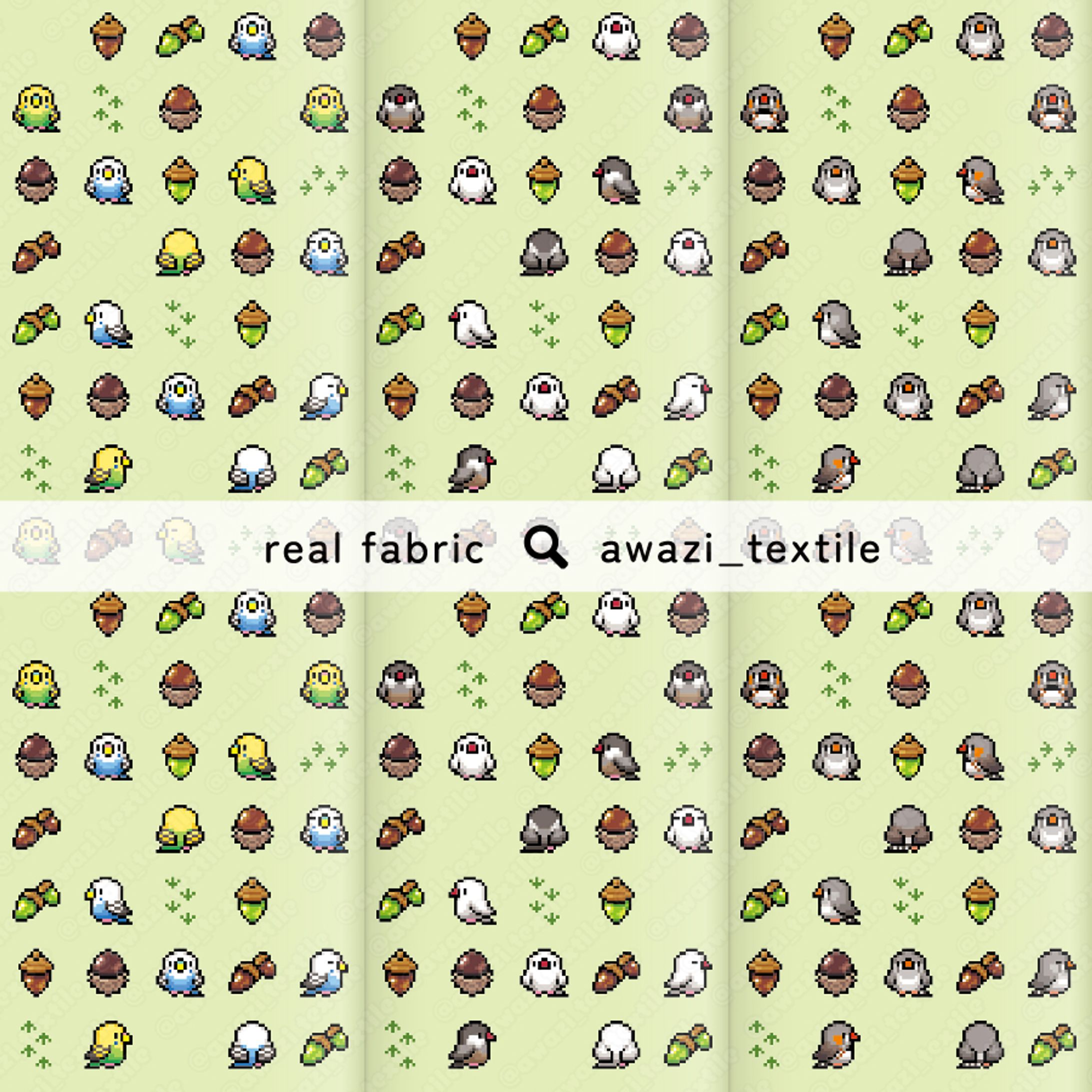 鳥とドングリのピクセルアート-1