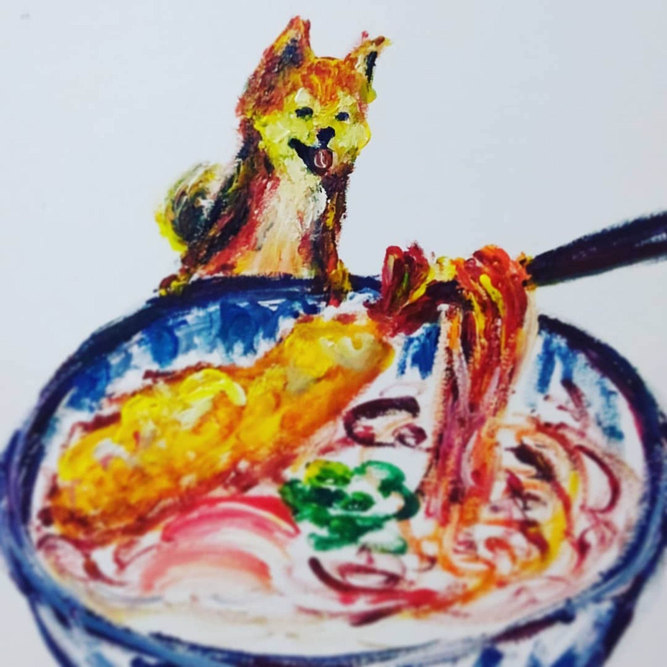 #今日は #大晦日
#年越しそば #戌年
#平成最後
#犬 #ご飯 #そば #イラスト
#よいお年を
#newyearseve
#dog #soba
#illustration
◆
#今日は何の日　
#whatistoday
#drawing #art 
#illustration
#一日一絵
#一発描き 
#下書きなし
#ctrlzの効かない世界-1