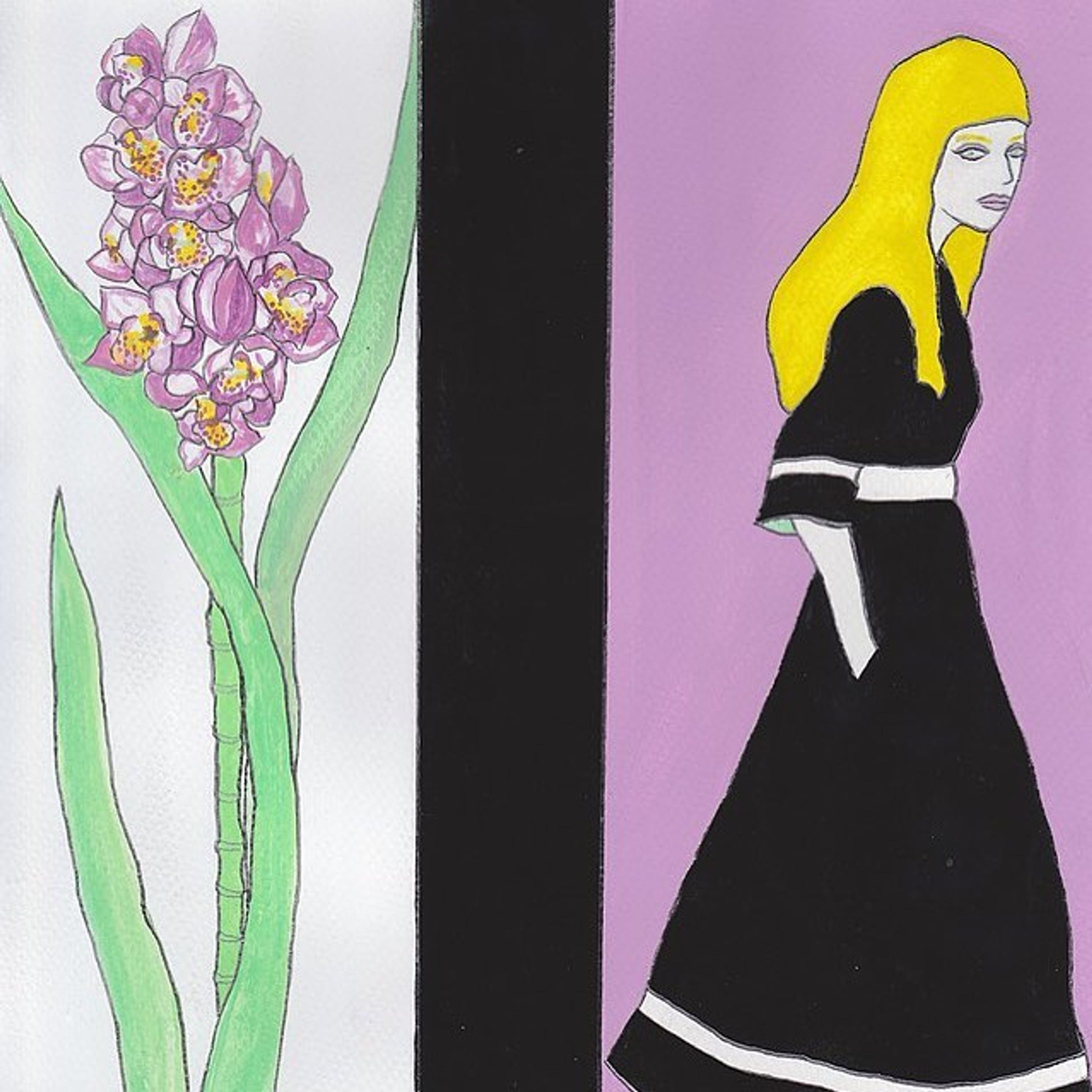 #orchid #flower #garden #green #lady #fashion #outfit #snap #dress #blonde #music #vogue #elle #figaro #london #paris #illustrator #illustration  #イラスト #イラストレーター #花 #ラン #蘭 #ファッション #ワンピース #装丁 #スナップ  #アート #springr #elliekubota-1