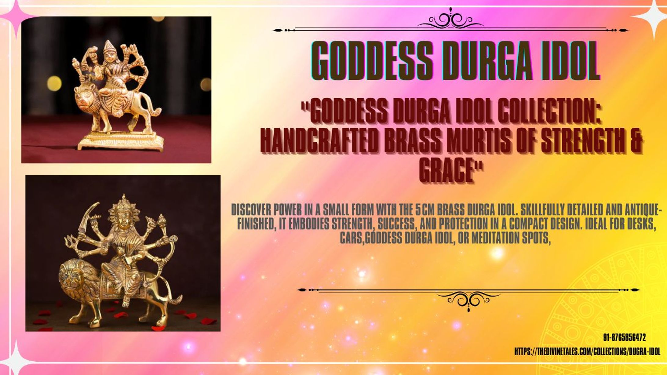Goddess Durga Idol Collection Handcrafted Brass Murtis of Strength & Grace-1