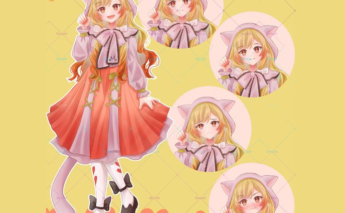 IRIAMライバー様女性立ち絵、表情差分