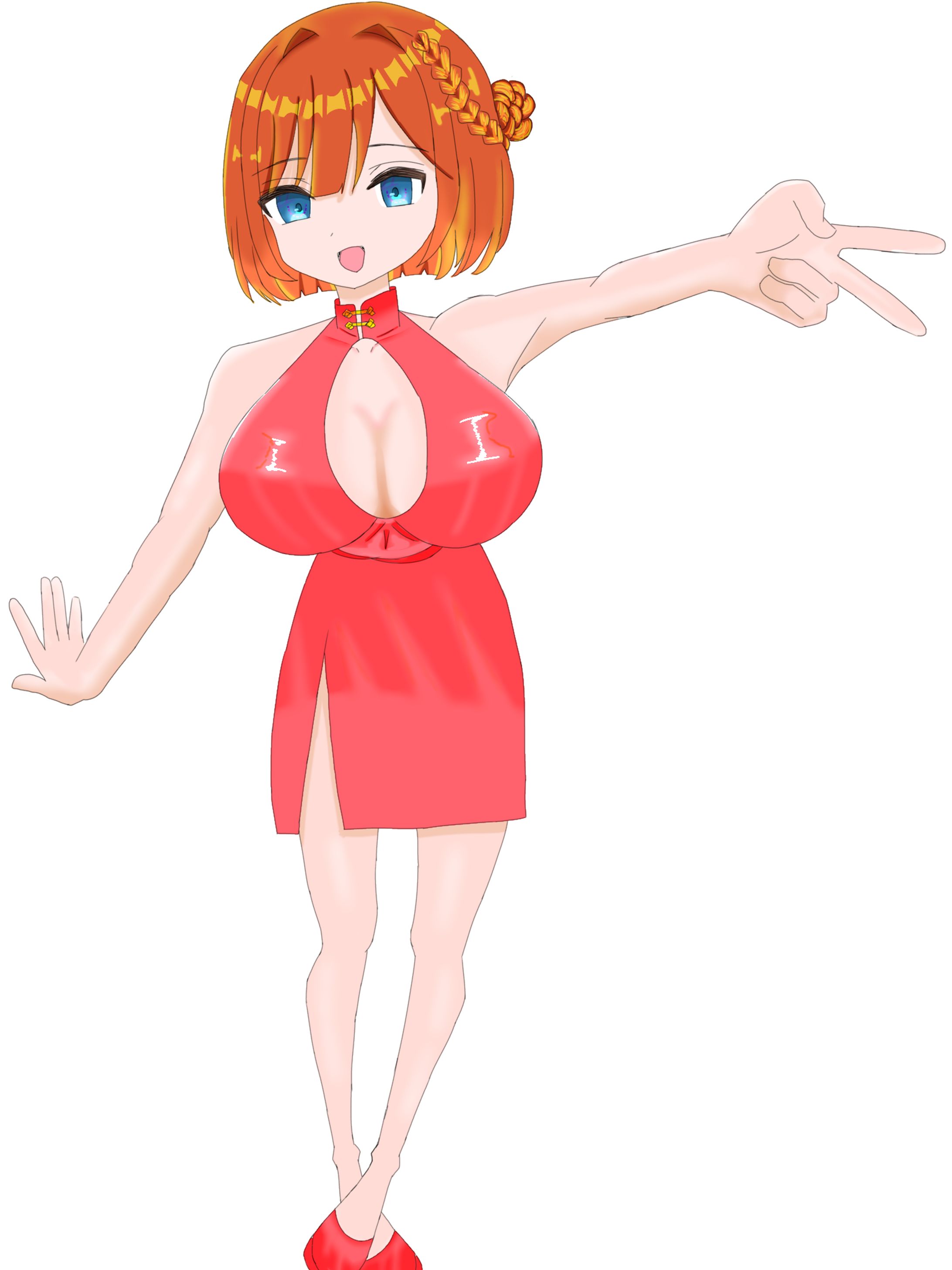 元気よくピースする女の子描きました！！-1