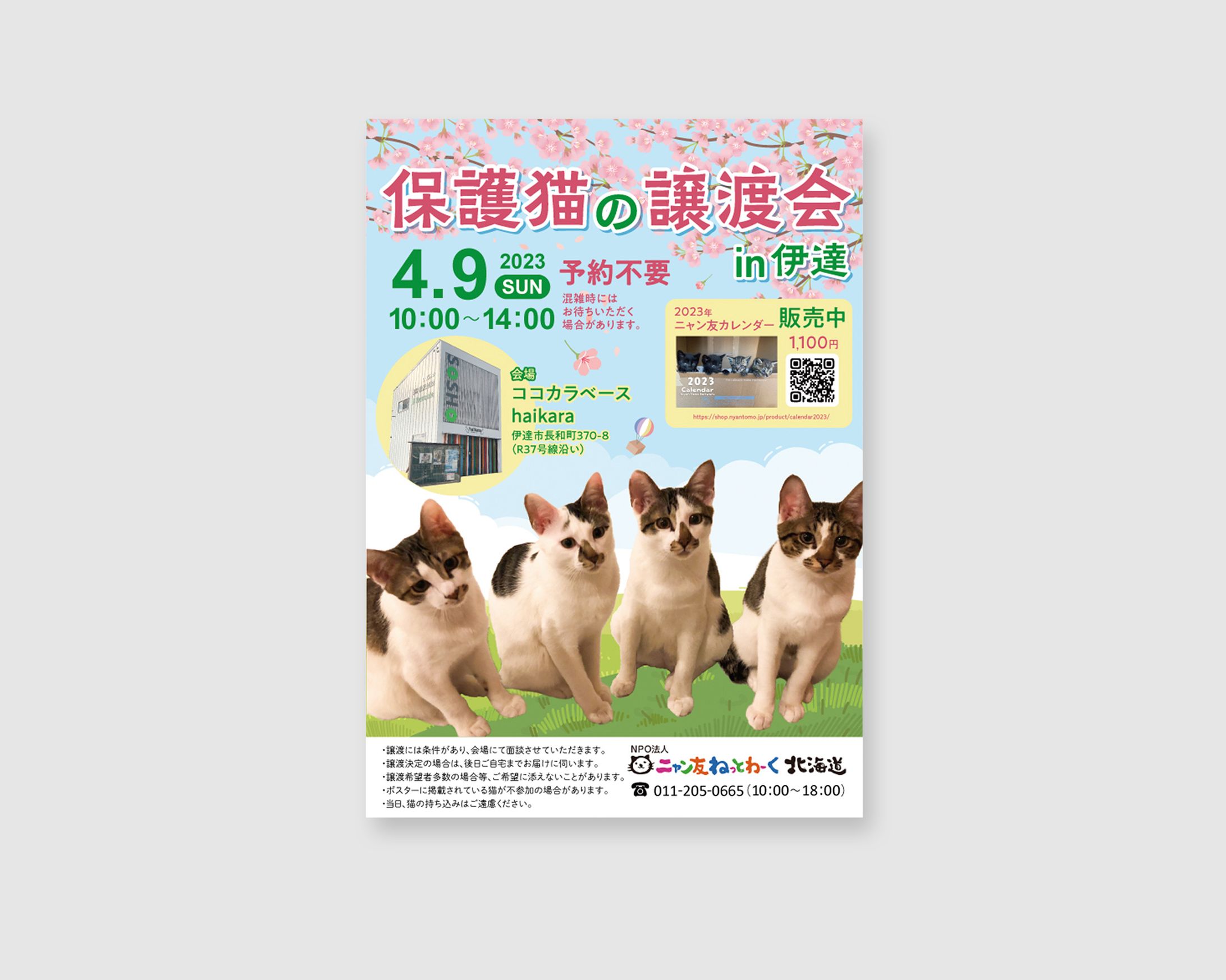 【実績】保護猫の譲渡会ポスター（2023年4月）-1