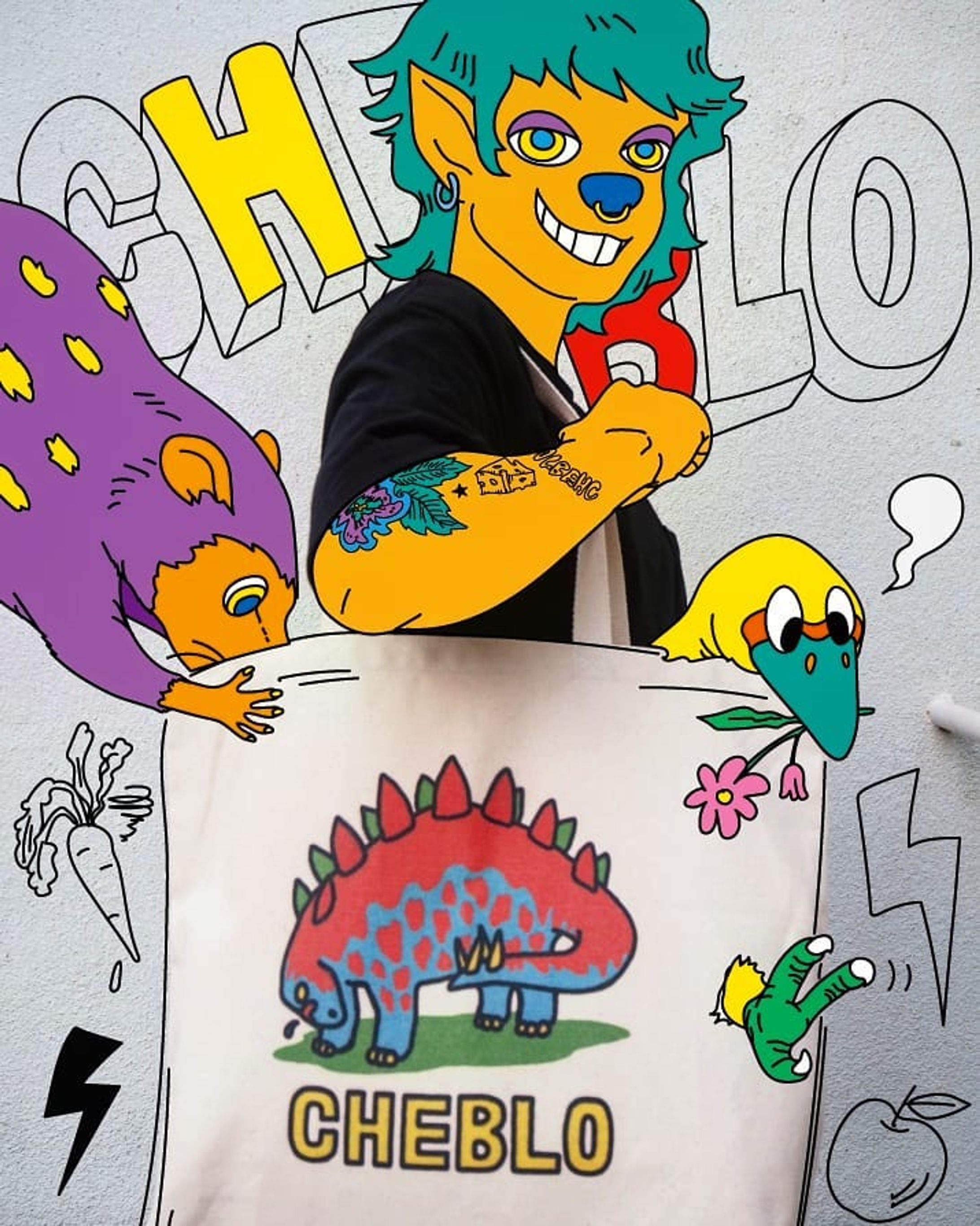 CHEBLOのバッグと一緒にお出かけしよう✨
︙ 『ザウリのジャンボトートバッグ』👣🌴
(ナチュラル、ロイヤル、ネイビーの全3種類)https://www.zazzle.co.jp/cheblo ︙
 #coordinate#fashion#today#character#pic#Illustrator#Illustration#絵#art#ファッション#コーデ#rock#animal#picture#nice#キャラクター#artwork#cheblo#cbch#cheblocrafthouse#dinosaur#恐竜#イラスト-1