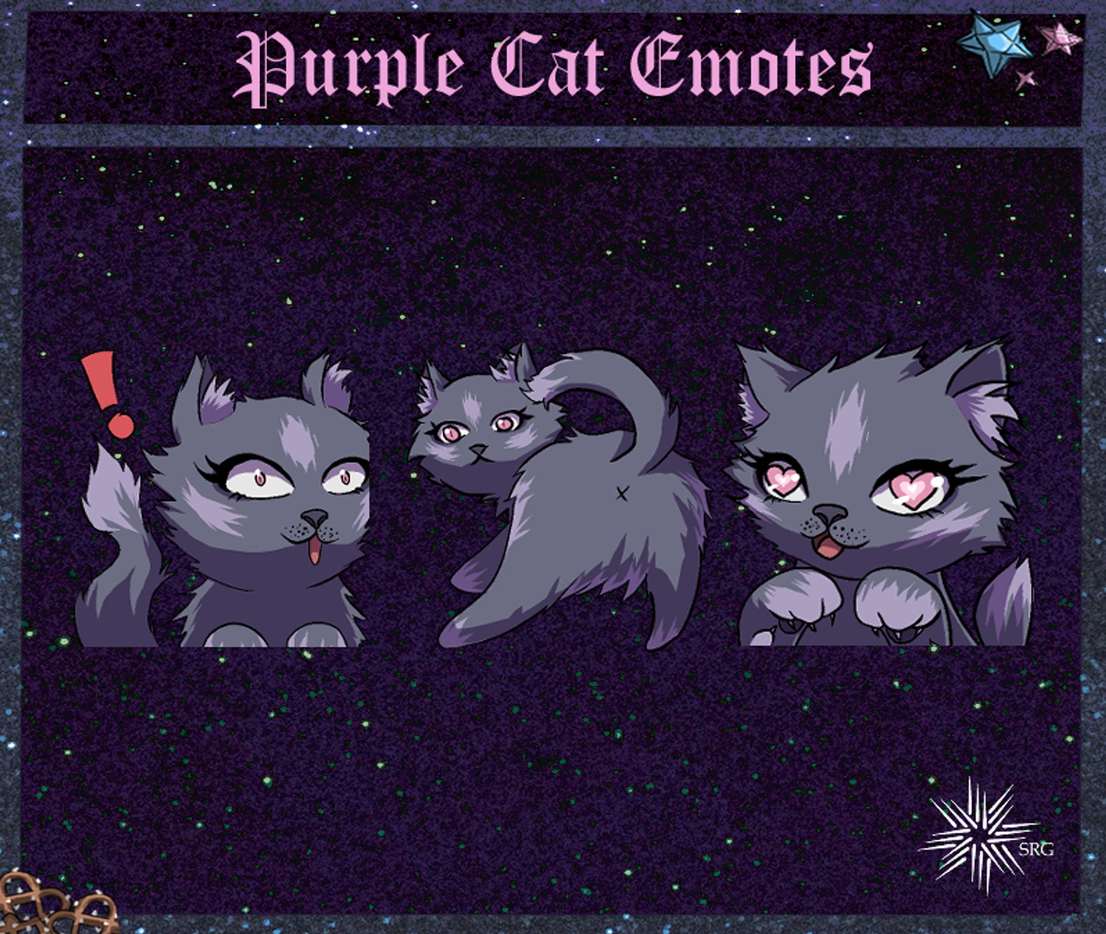 Pack of three purple cat Emotes~-1