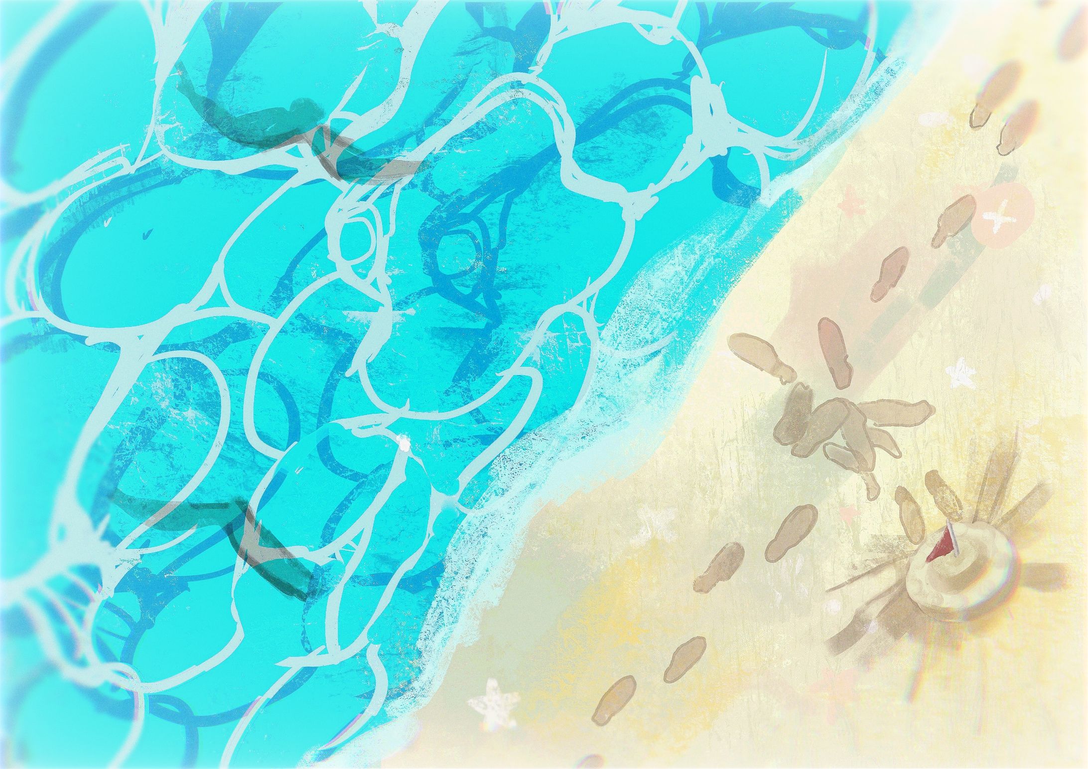 【商業イラスト】海の足跡-1
