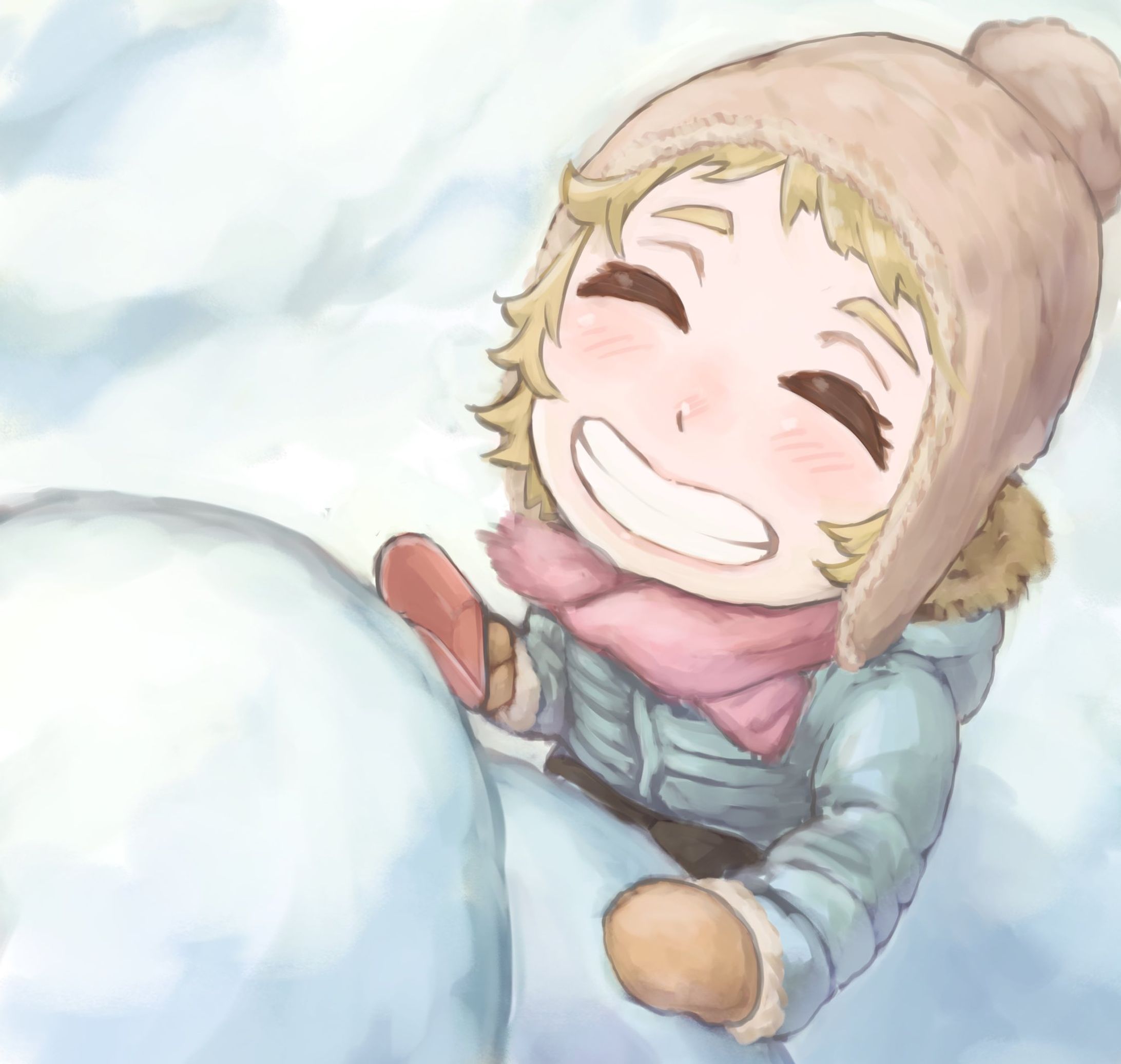 Little girl building a snowman -1