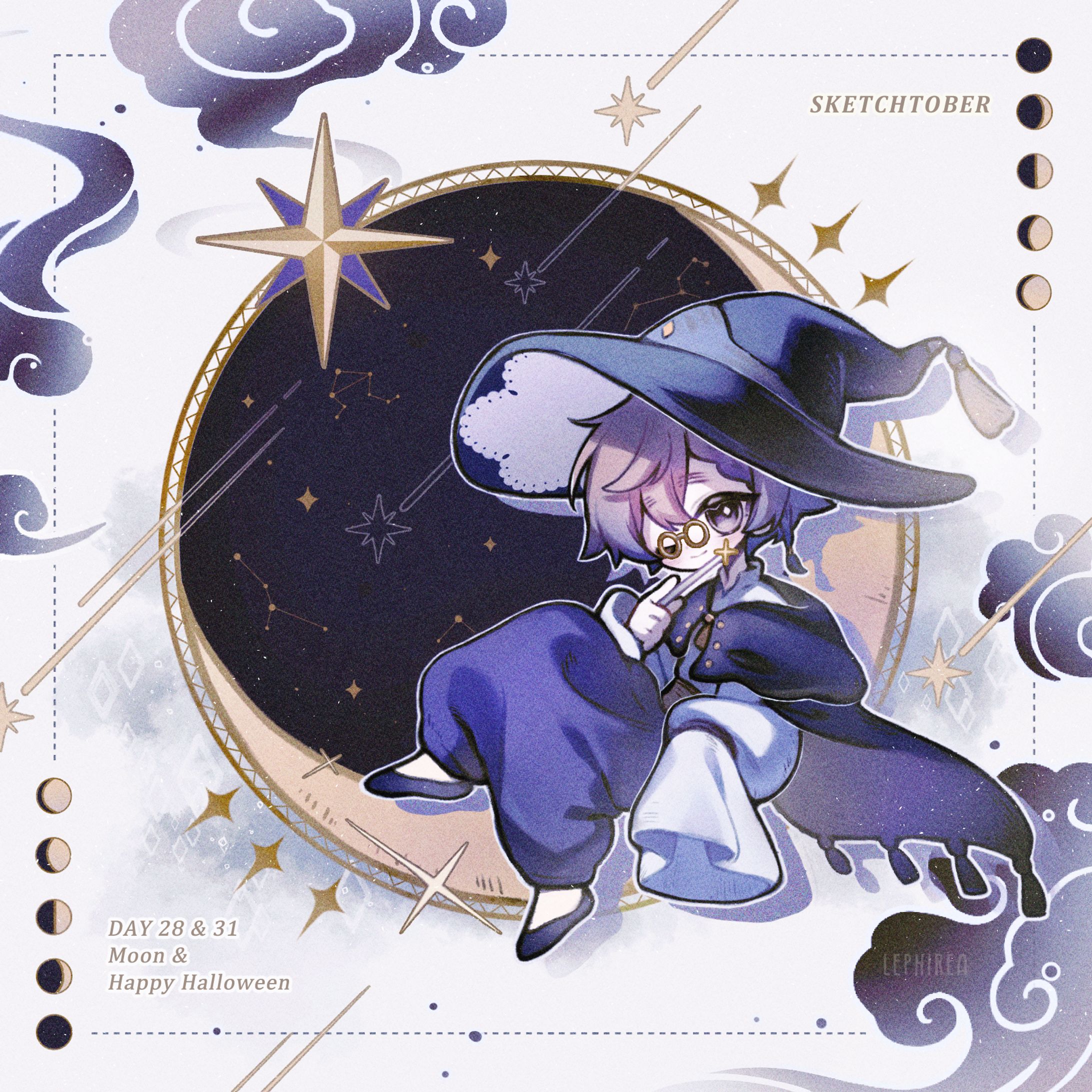 【Sketchtober】Rea - Moon & Happy Halloween 🌙🎃-1