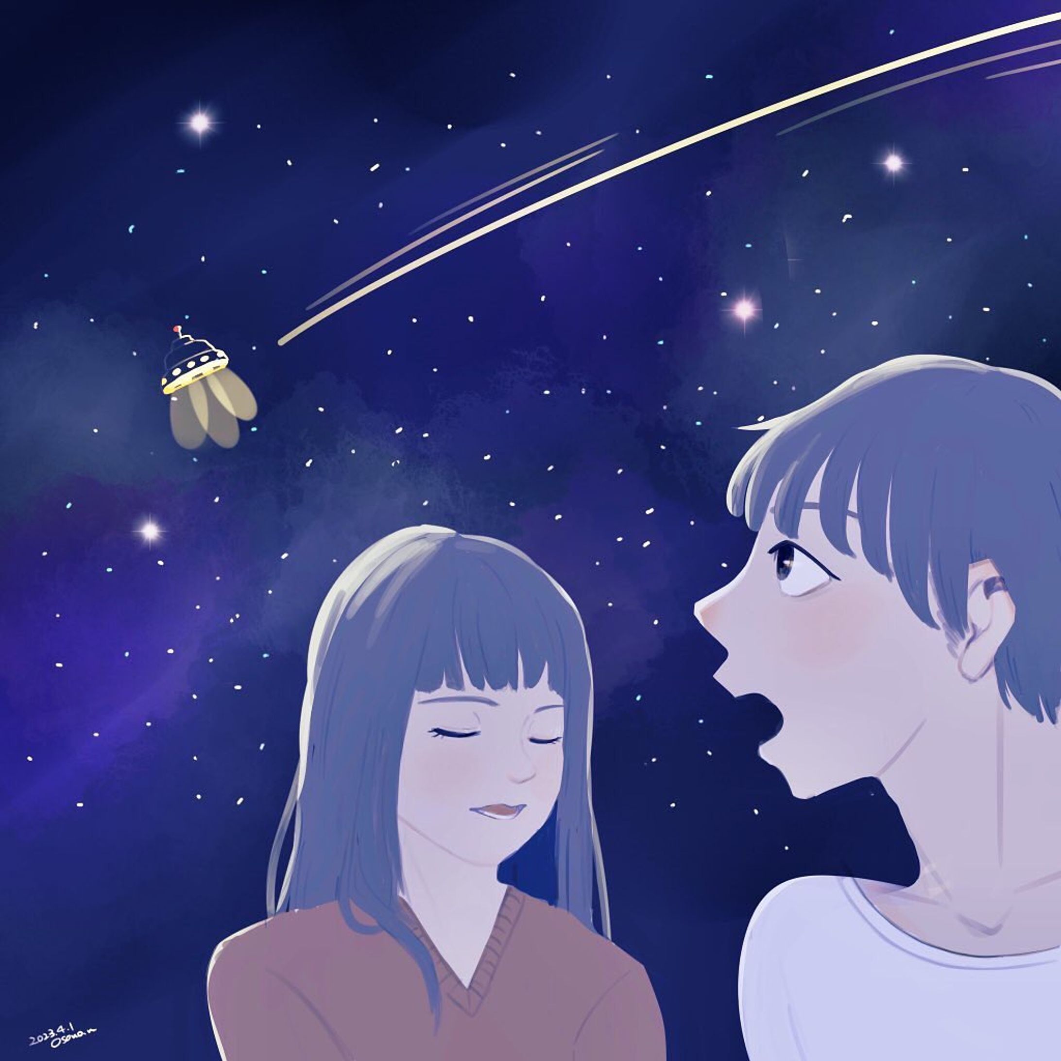 🛸👽ＵＦＯだ！って言っても信じてもらえない🙄
#illustration #aprilfoolsday #UFO #イラスト好きな人と繋がりたい #イラスト #お絵描き #嘘みたいな-1