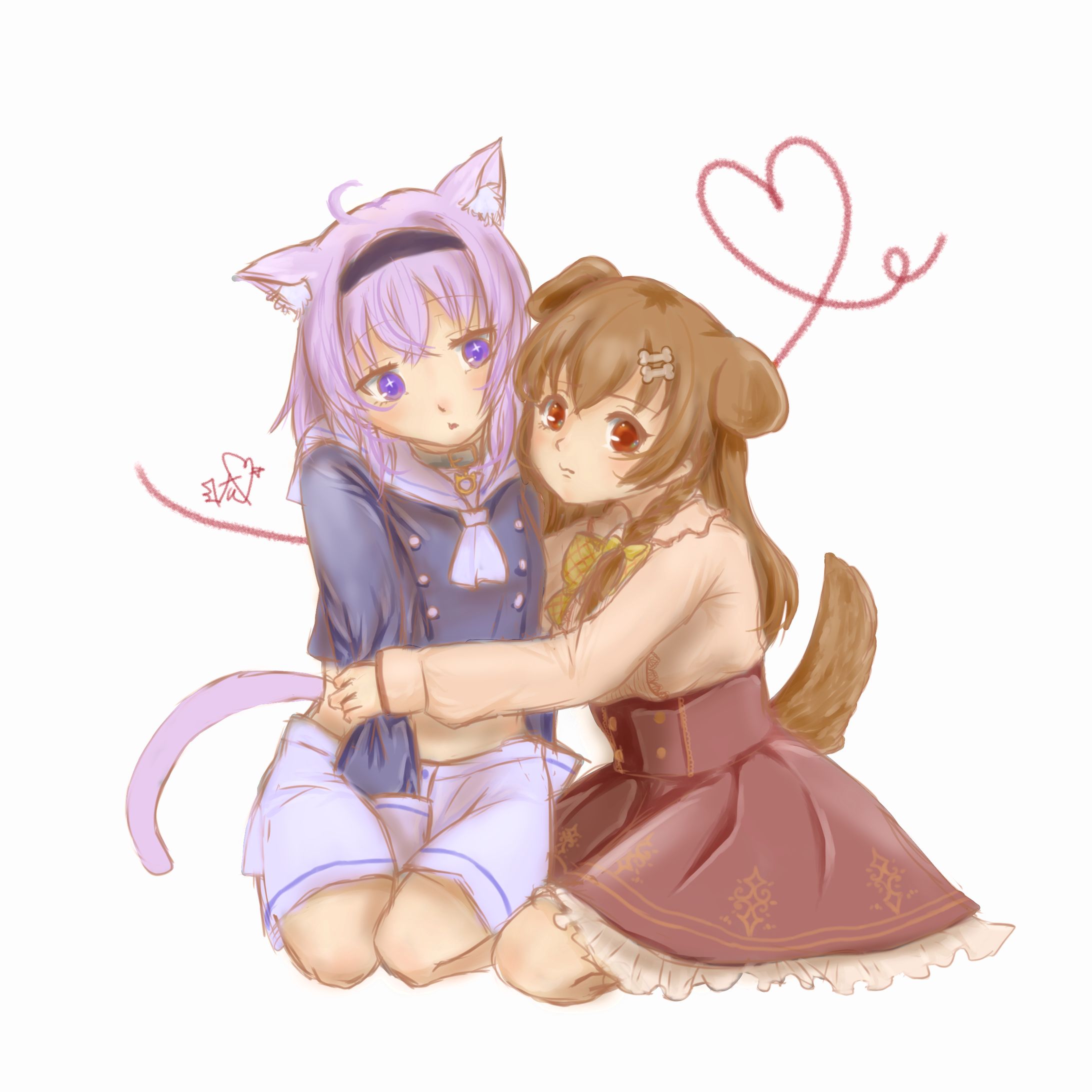イラスト制作 / 猫又おかゆ様&戌神ころね様-1