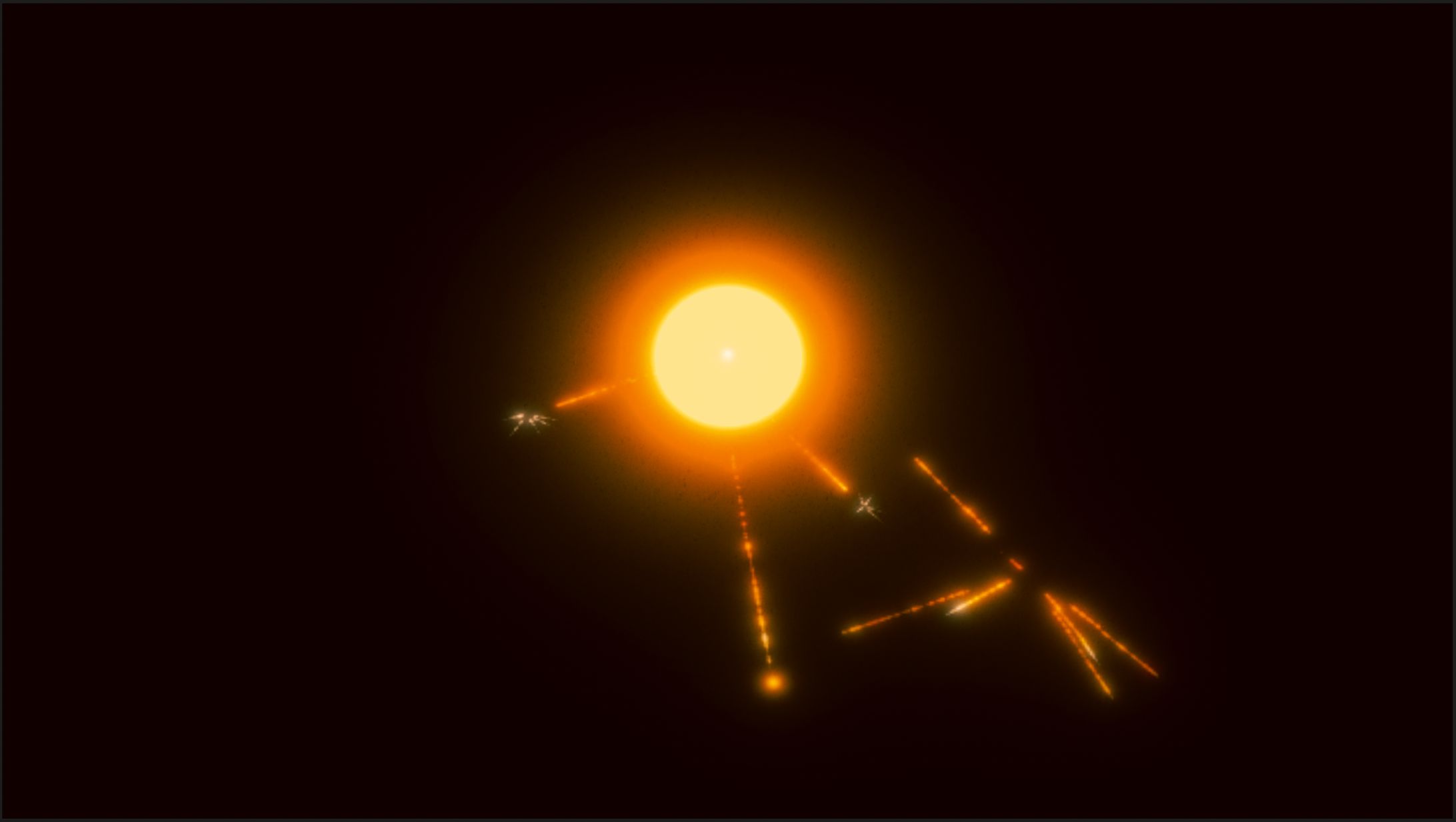 静けさへの演出として、地面に潜った後に線香花火として変化。最終カットへの繋ぎとしての役割で演出。