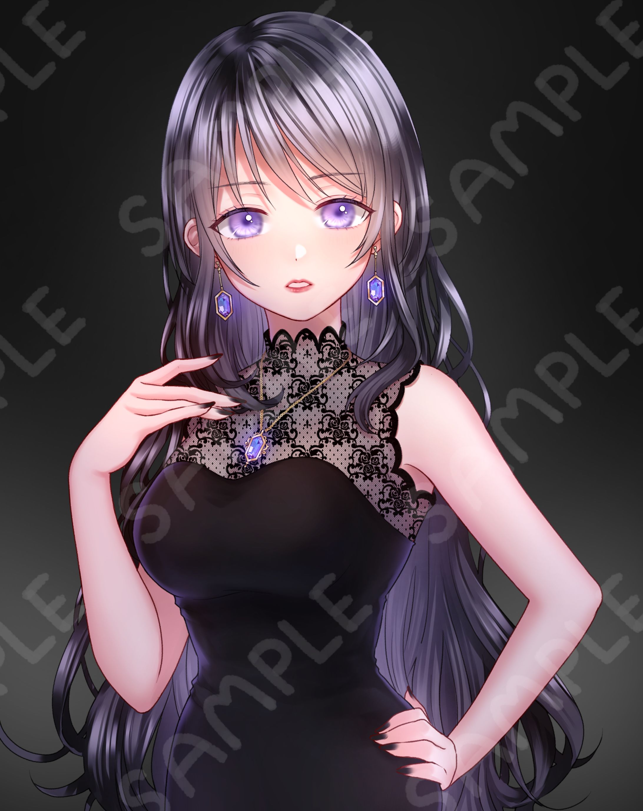 SNSアイコン　凛としたマーメイドドレス女性-1