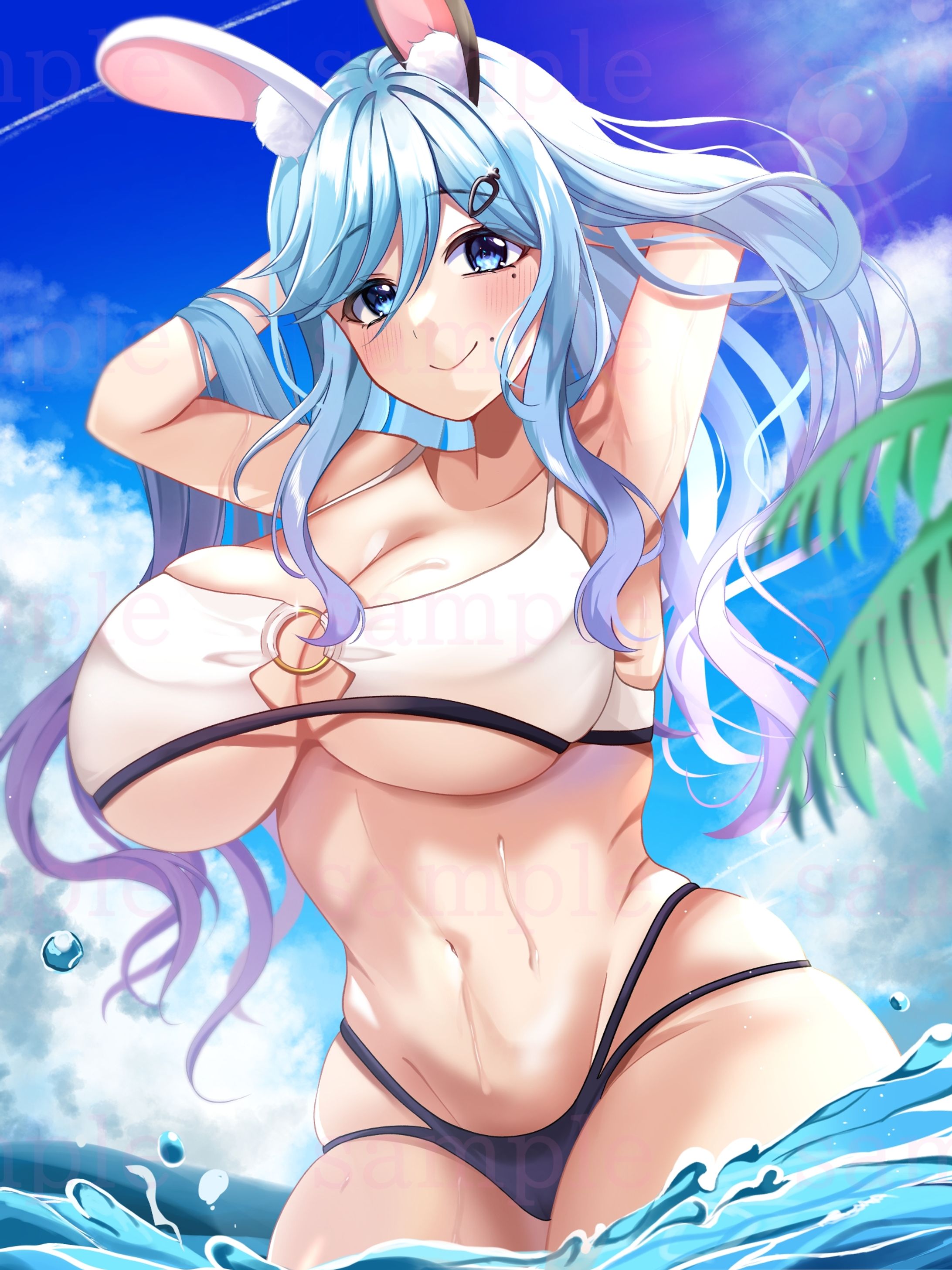 【一枚絵】兎穴みおん水着イラスト-1