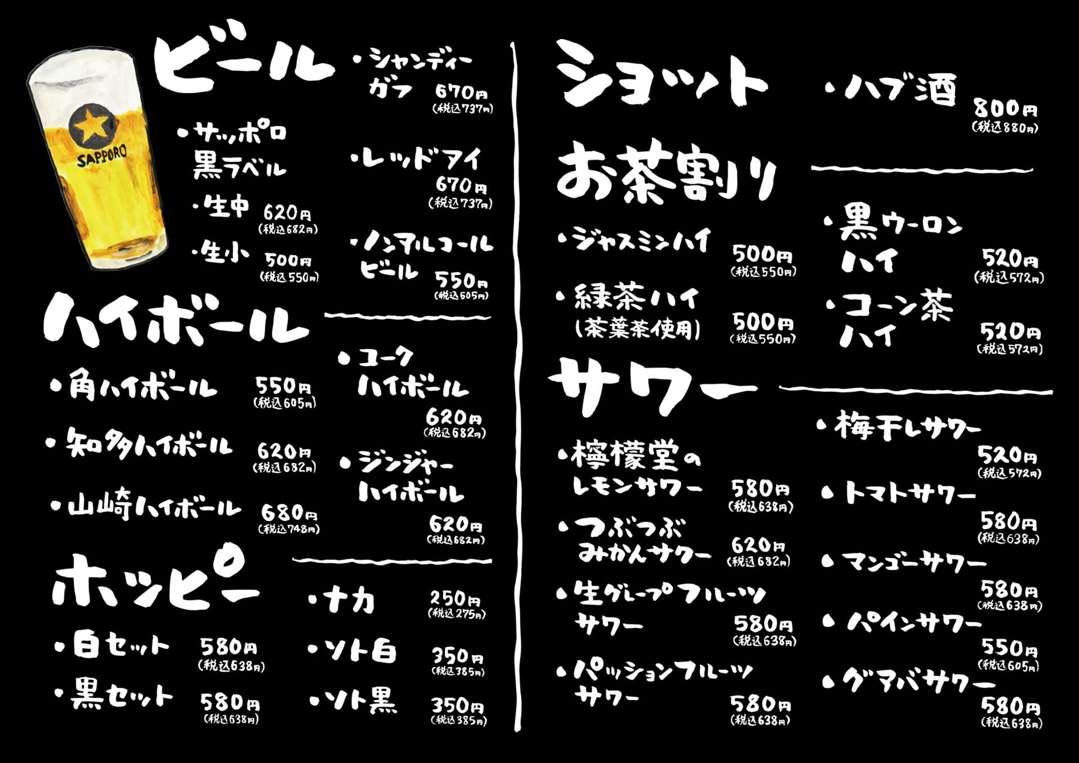 六感様 手書きメニュー製作-1