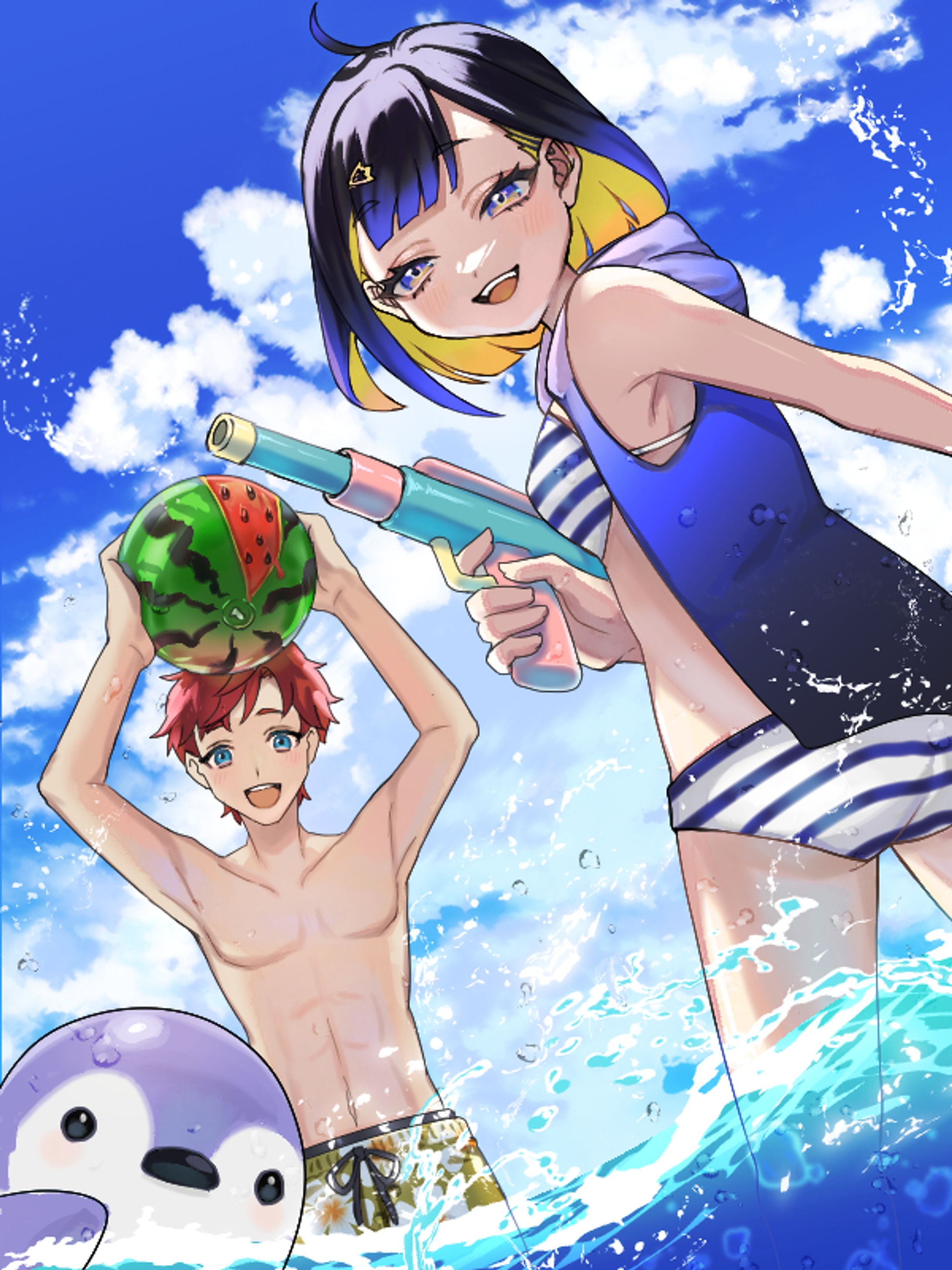 キャラ+背景イラスト-1