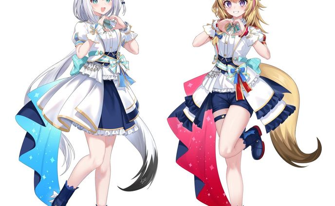 ホロライブ凸凹スピードスター(Game ver.)-白上フブキ&尾丸ポルカMVイラスト