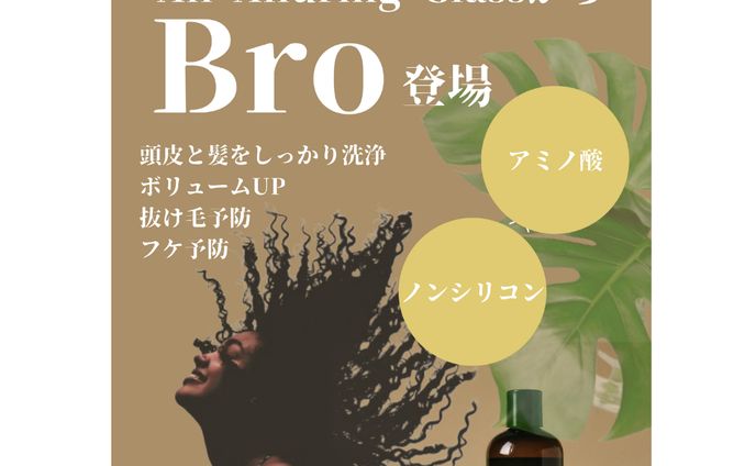 架空のヘアサロンの新発売のシャンプーのチラシ