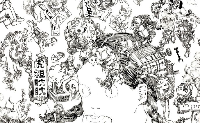 draw、アクリル画