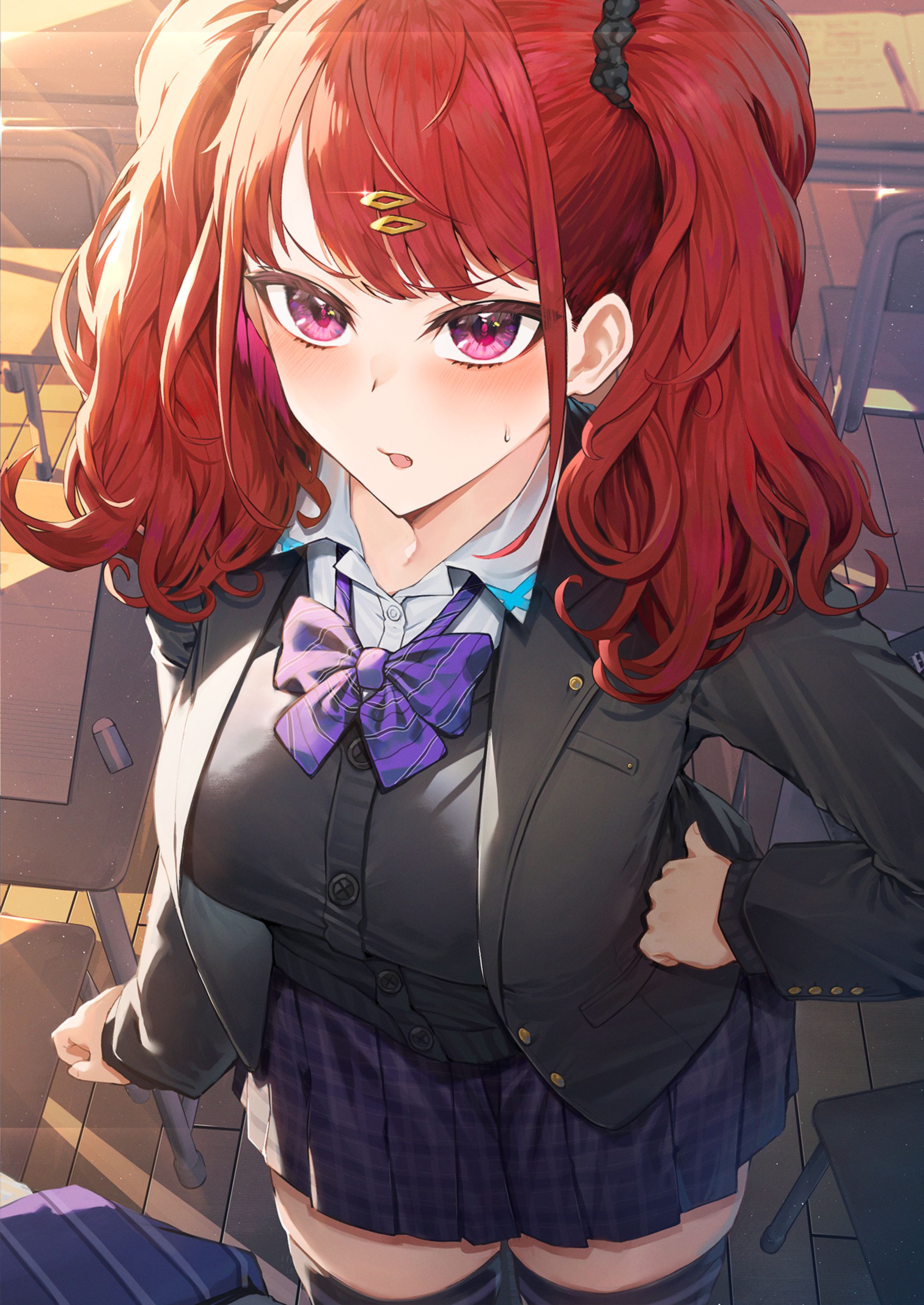 【オリジナル】赤髪ゆるふわツインテ同級生-1