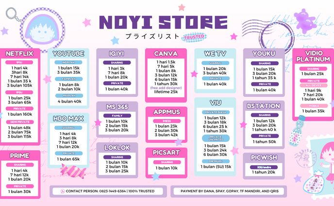 PRICELIST & QR CHIBI MARUKO