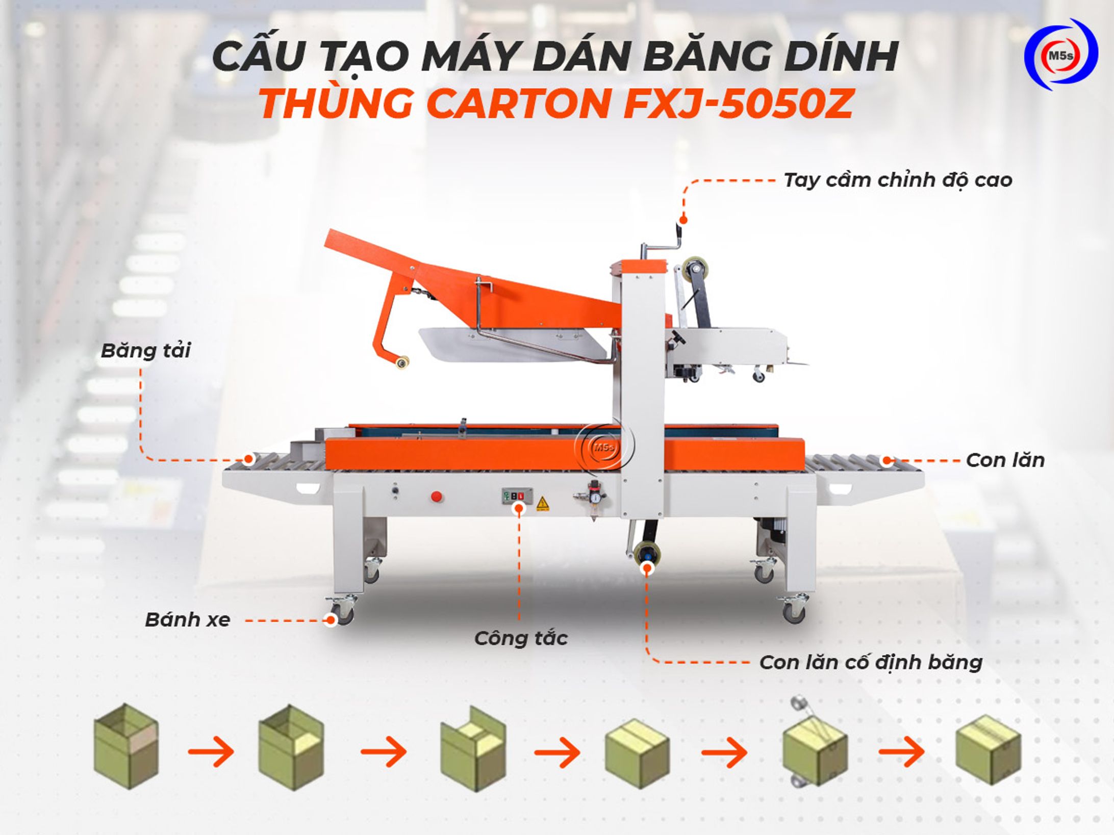 cau tao may dan bang keo thung carton fxj 5050zĐặc điểm cấu tạo máy dán thùng carton tự động-1