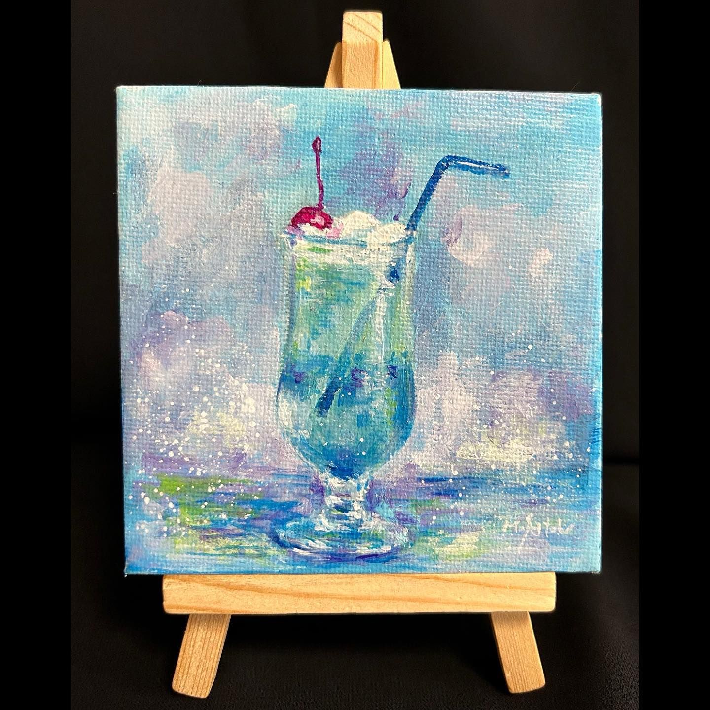 クリームソーダ」 アクリル ミニキャンバス10cmx 10cm #アクリル画 #アクリル絵の具 #acrylicpainting #acrylic # クリームソーダ #ミニキャンバス #静物画 #ターナー #ターナー色彩 #u35 #uー35 #melonsodafloat #minicanvas  #painting #stilllife #turnercolour