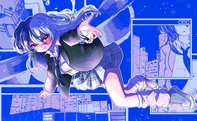 野村衣クラゲさん歌ってみた「異星に行こうね」サムネ・MV用イラスト