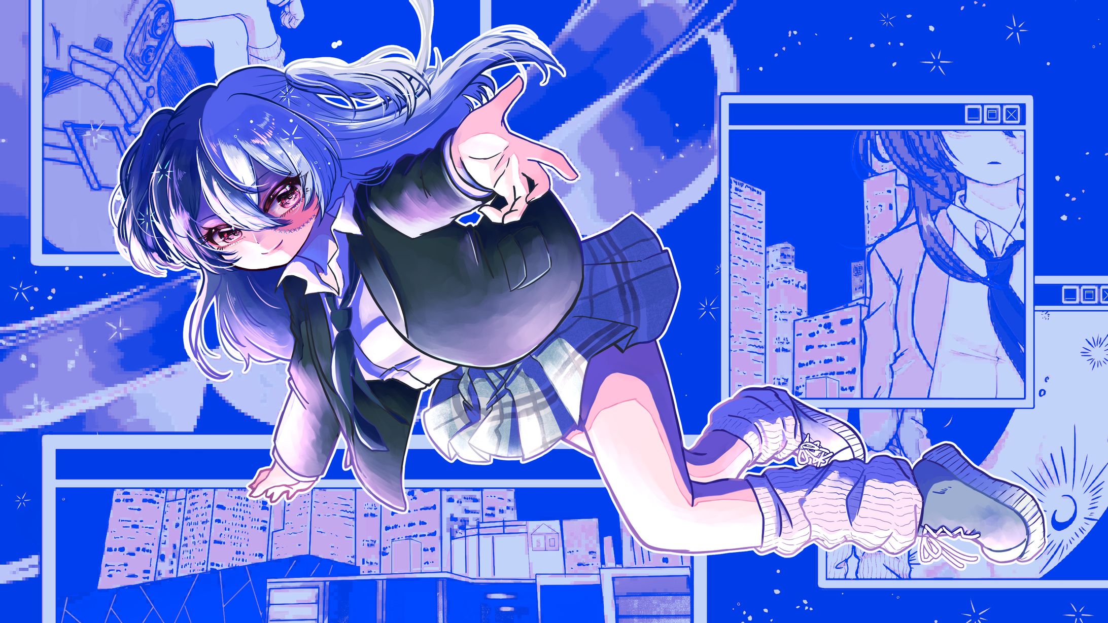 野村衣クラゲさん歌ってみた「異星に行こうね」サムネ・MV用イラスト-1