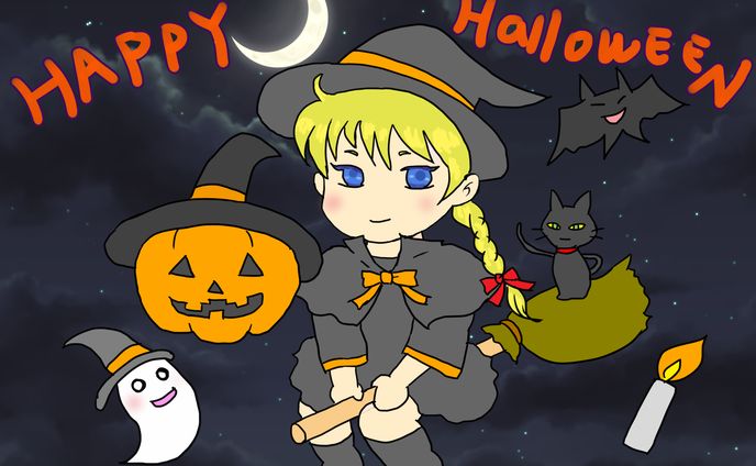 ハロウィンの魔女（イラスト）