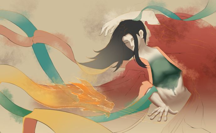 Painting of Lady Dragon Illustration